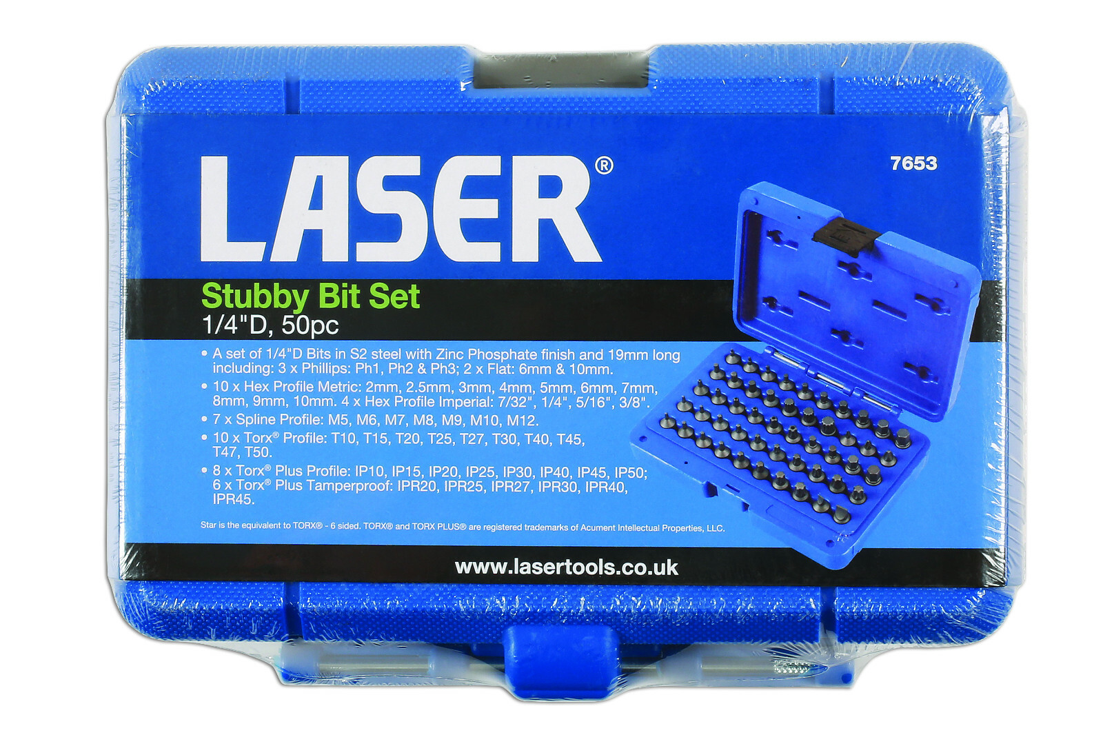 Short Stubby Bit Set 1/4 Drive 50pc Torx Star Spline Allen Hex Bits