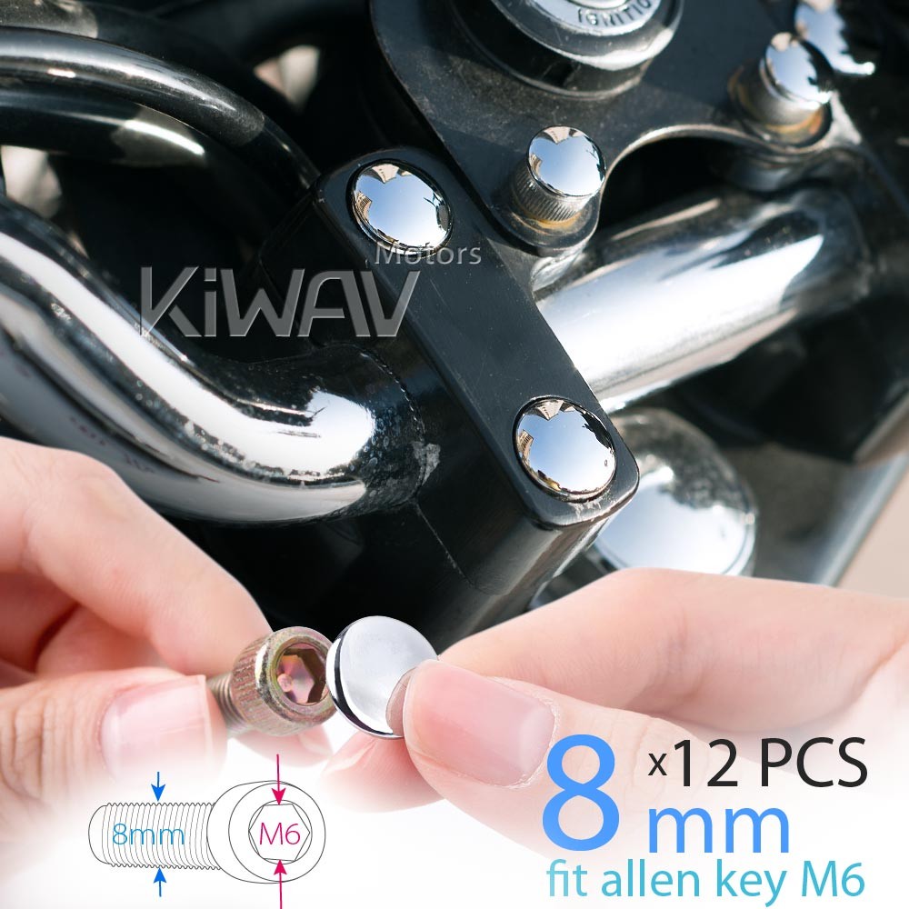 Round bolt cap screw covers chrome fits 8mm allen bolts (M6 allen key) US STOCK