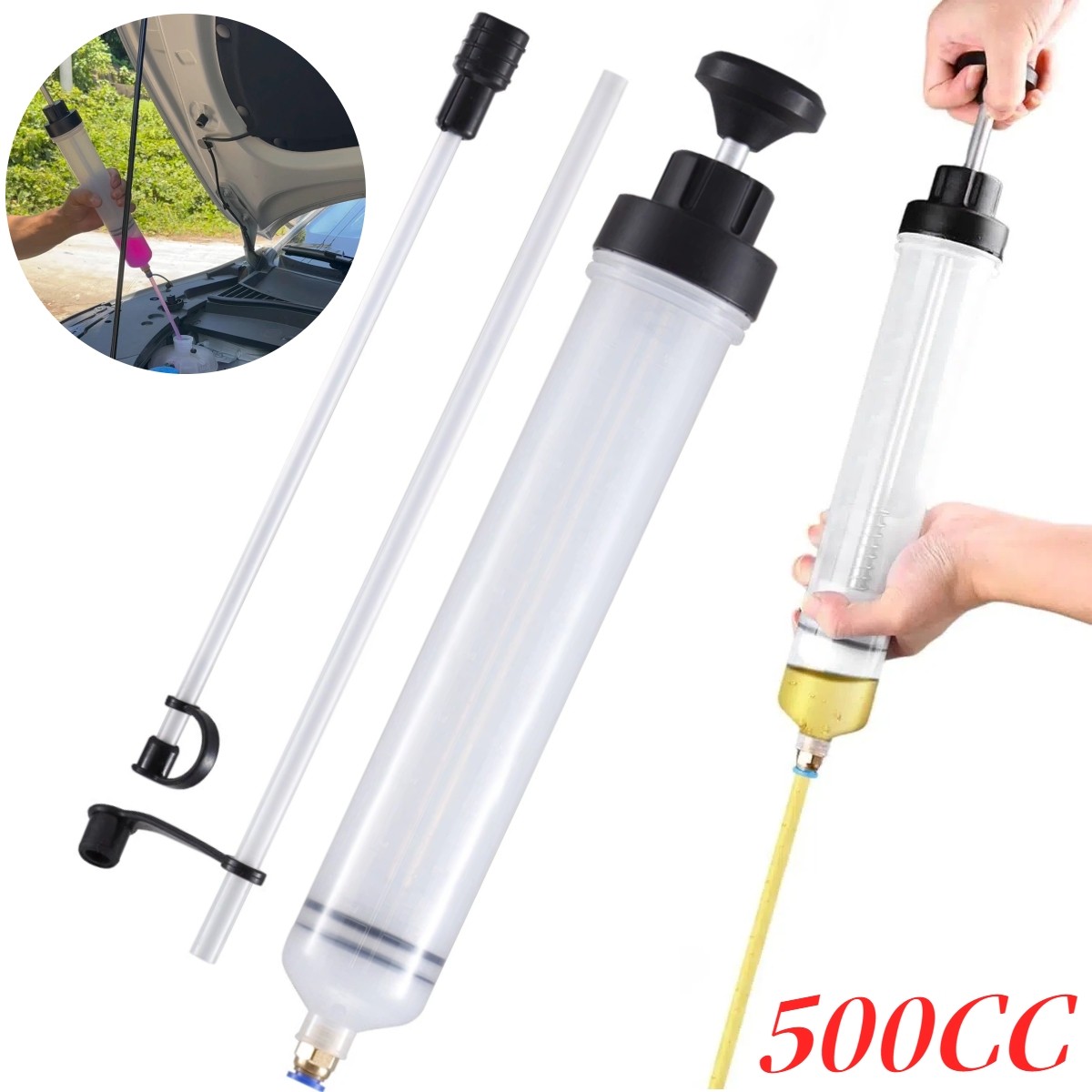 500cc Fluid Extractor Filling Syringe Transfer Liquid Pump Oil Extraction Auto