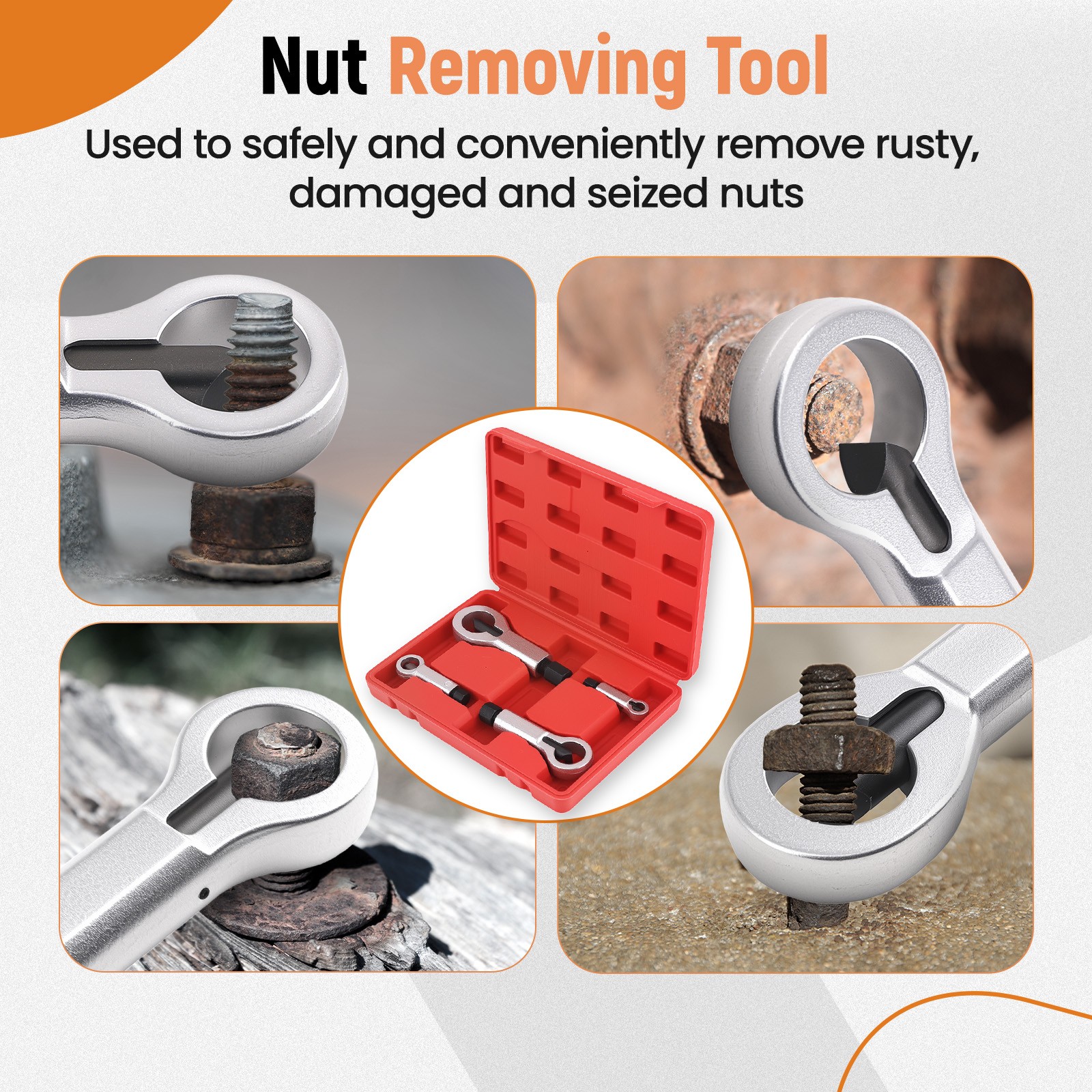 Nut Splitter Breaker Remover Set 9-27mm Extractor Adjustable Cracker Hand Tools