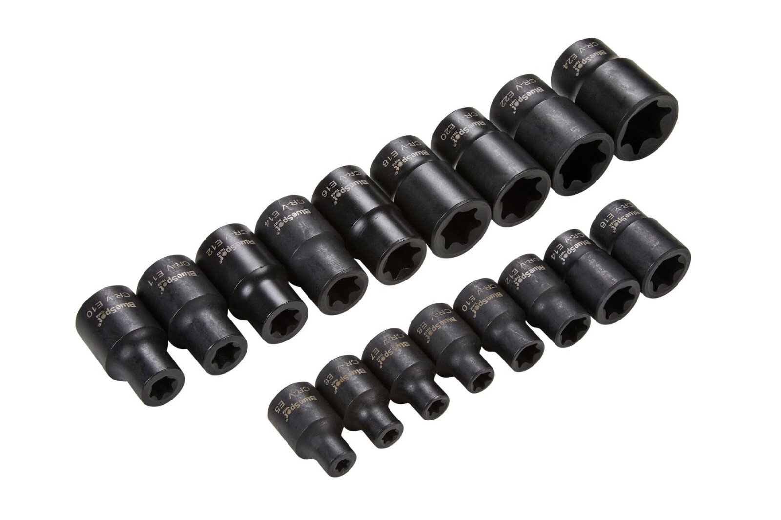 BLUE SPOT 01586 17 PCE 3/8″ + 1/2″ IMPACT E SOCKETS TORX STAR SOCKETS +PP