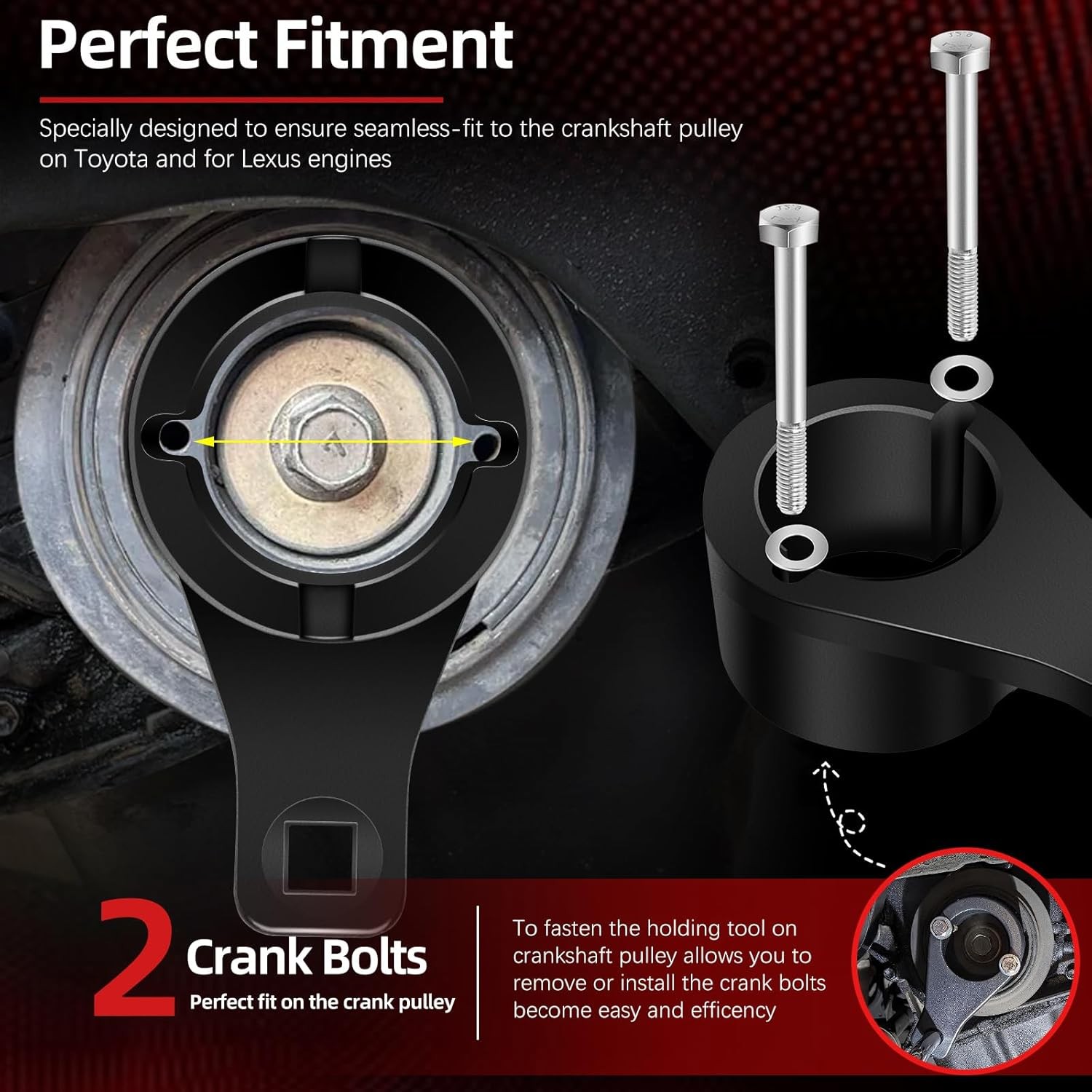 For Toyota Lexus Harmonic Damper Pulley Holding Tool Kit Crankshaft Crank Holder