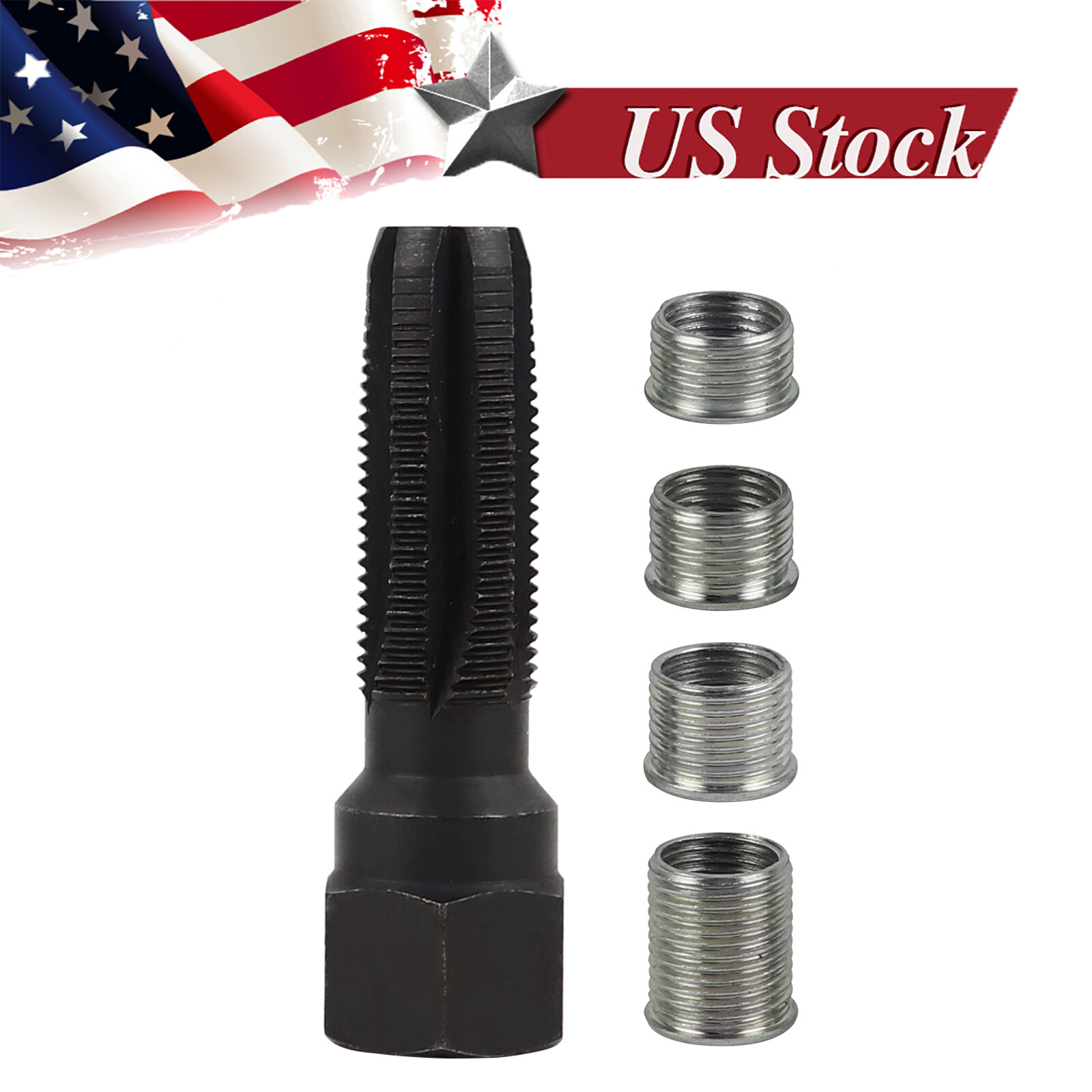 M14 x1.25 Spark Plug Rethread Thread Repair Kit Helicoil Reamer Tap w/ 4 Inserts