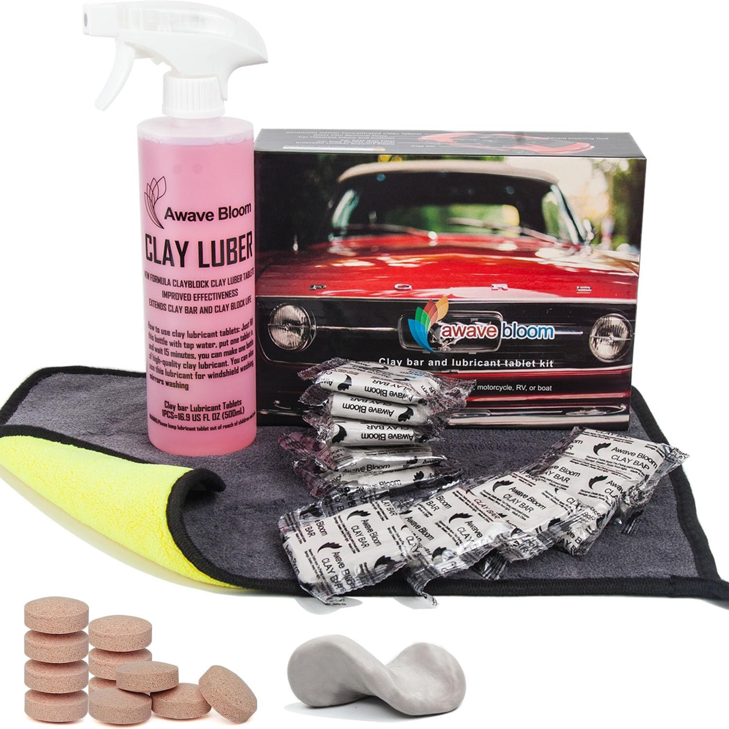 Car Clay Bars Auto Detailing 10 Pack with Lubricant Tablets 8 Pack, Include Port