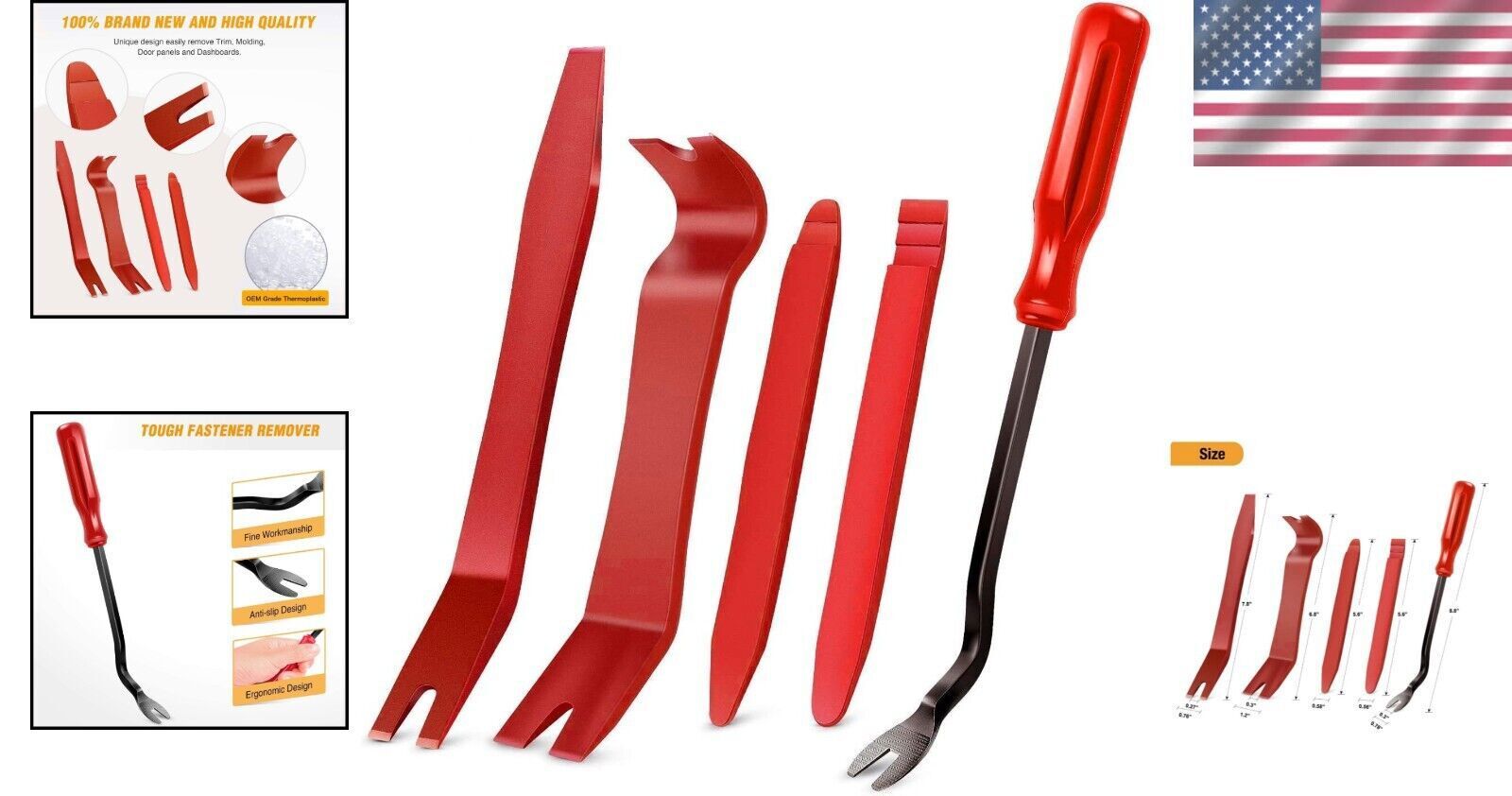 5x Nylon Auto Trim Removal Tools Kit No-Scratch Removal Tool Kit for Car Panel