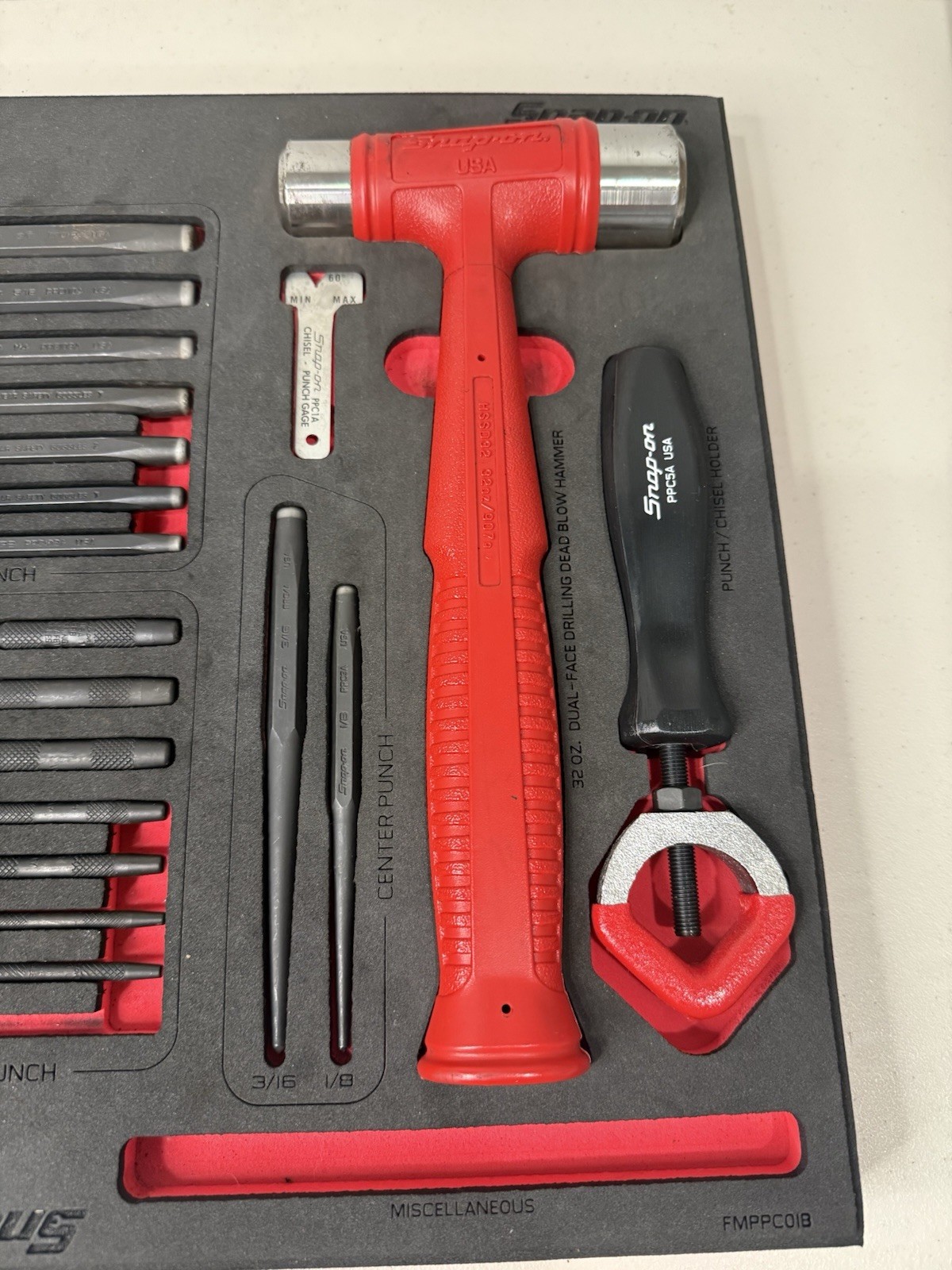 Snap On Tools PPC01FR 31 Piece Punch And Chisel Set- Used Missing One Piece