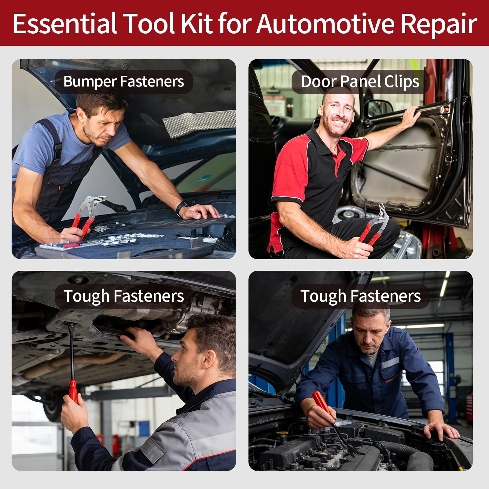 Car Clip Removal Pliers Kit with 2 Stainless Steel Fastener Remover Tools