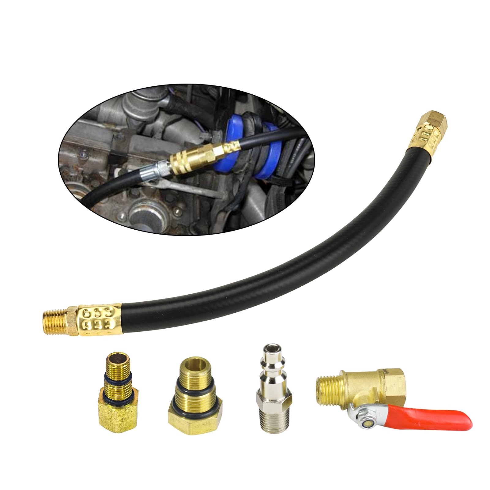 Engine Air Valve Holder Pressure Pipe M10 M12 M14 M18 Thread to 1/4 NPT w/Bal…