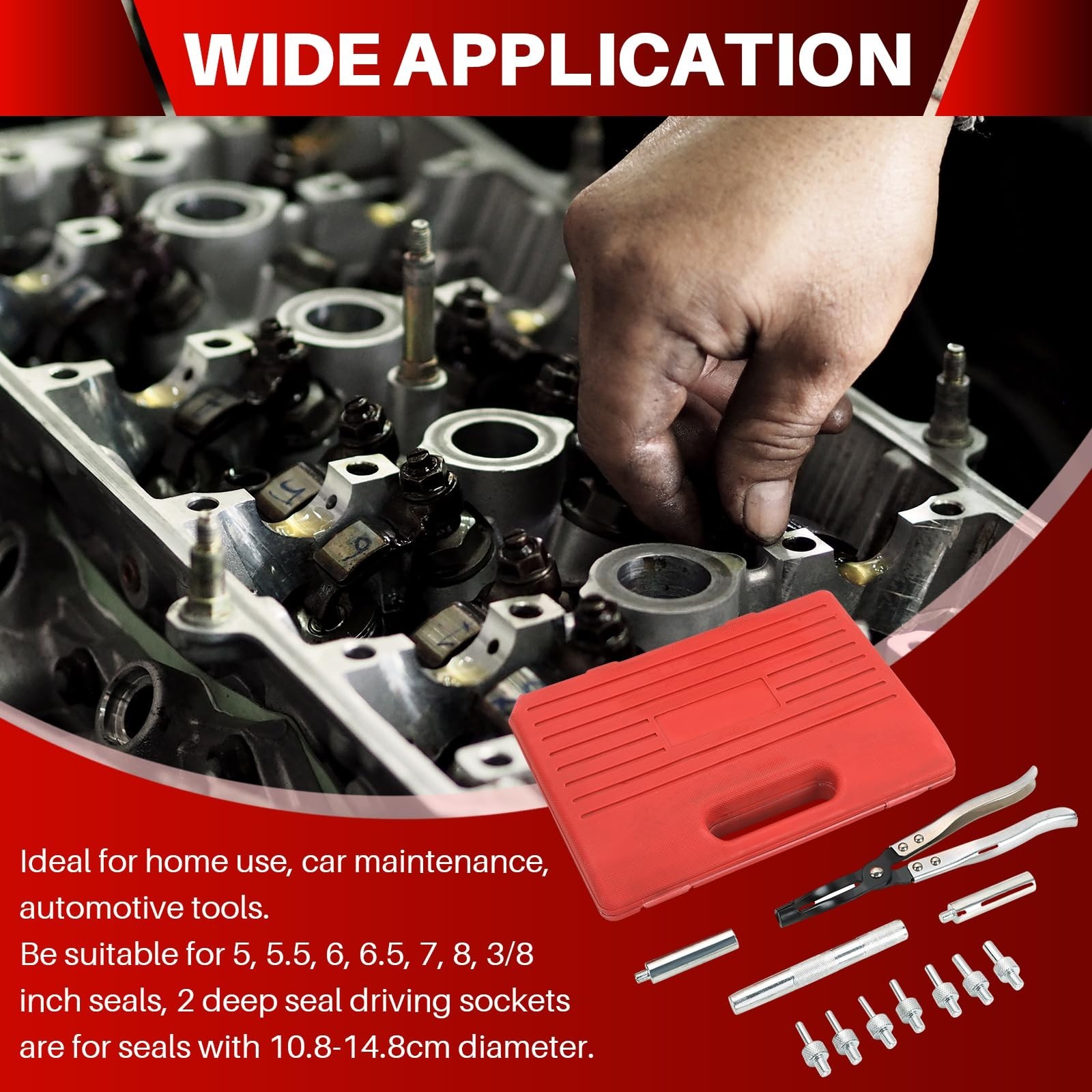 Valve Stem Seal Remover Installer Tool Kit | Car Engine Repair Set with Sockets