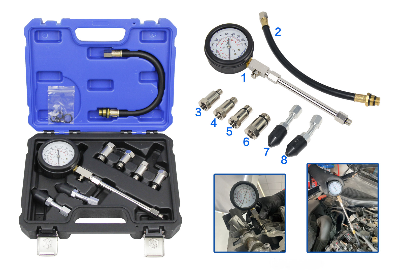 Auto Engine Cylinder Compression Gauge Tester Kit 0-300 PSI Automotive Tool