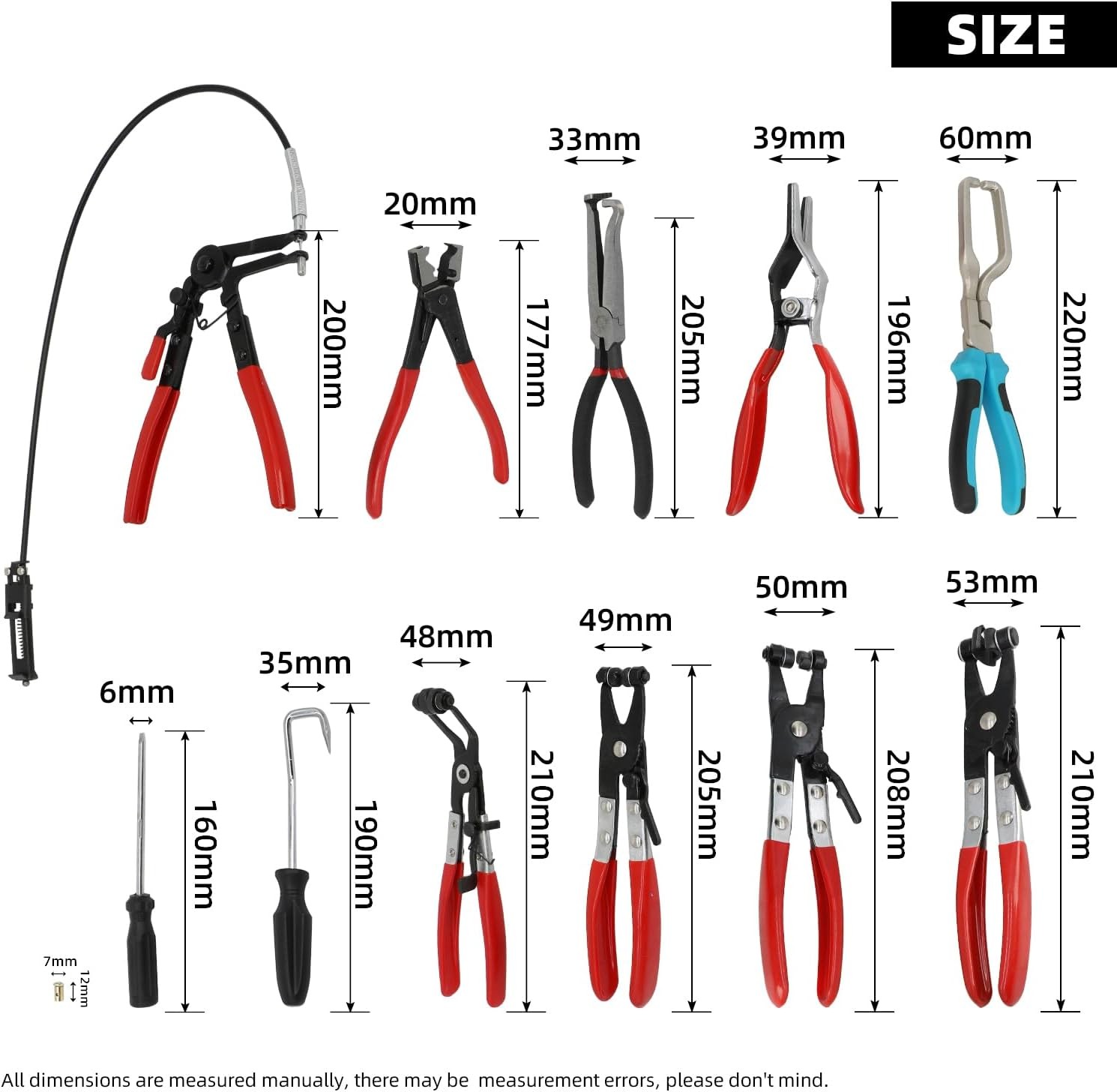 DPTOOL Hose Clamp Pliers Set 15pcs Removal and Installation Red