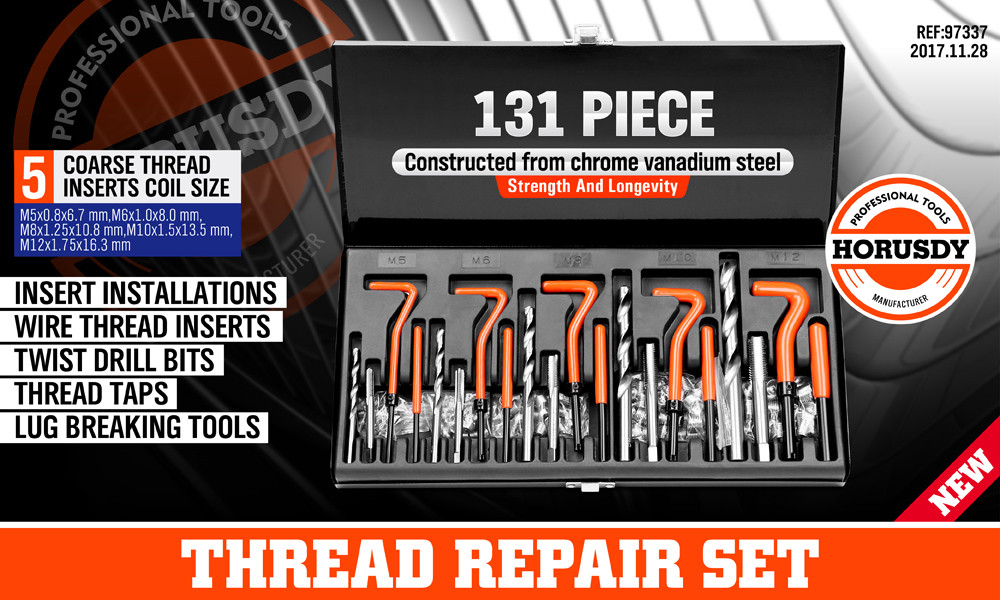 Vland 131PCS Thread Repair Insert Kit rethread Stripped Metric M5 M6 M8 M10 M12