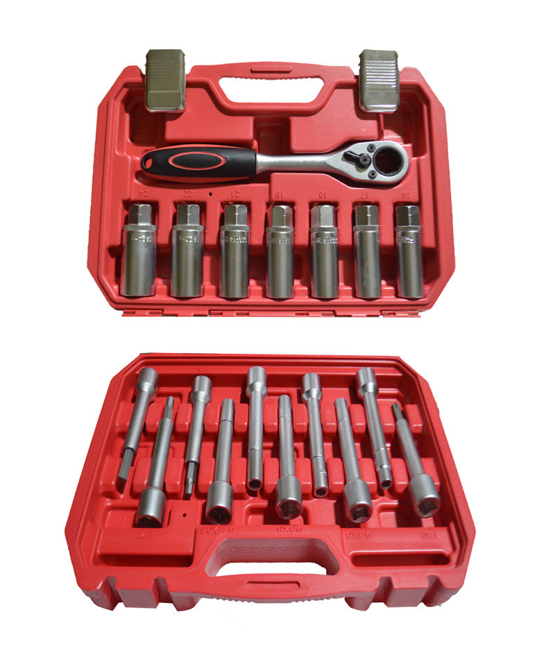 18 pcs Suspension Shock Absorber Strut Nut Removal Tool Red Work-box Tool Kit