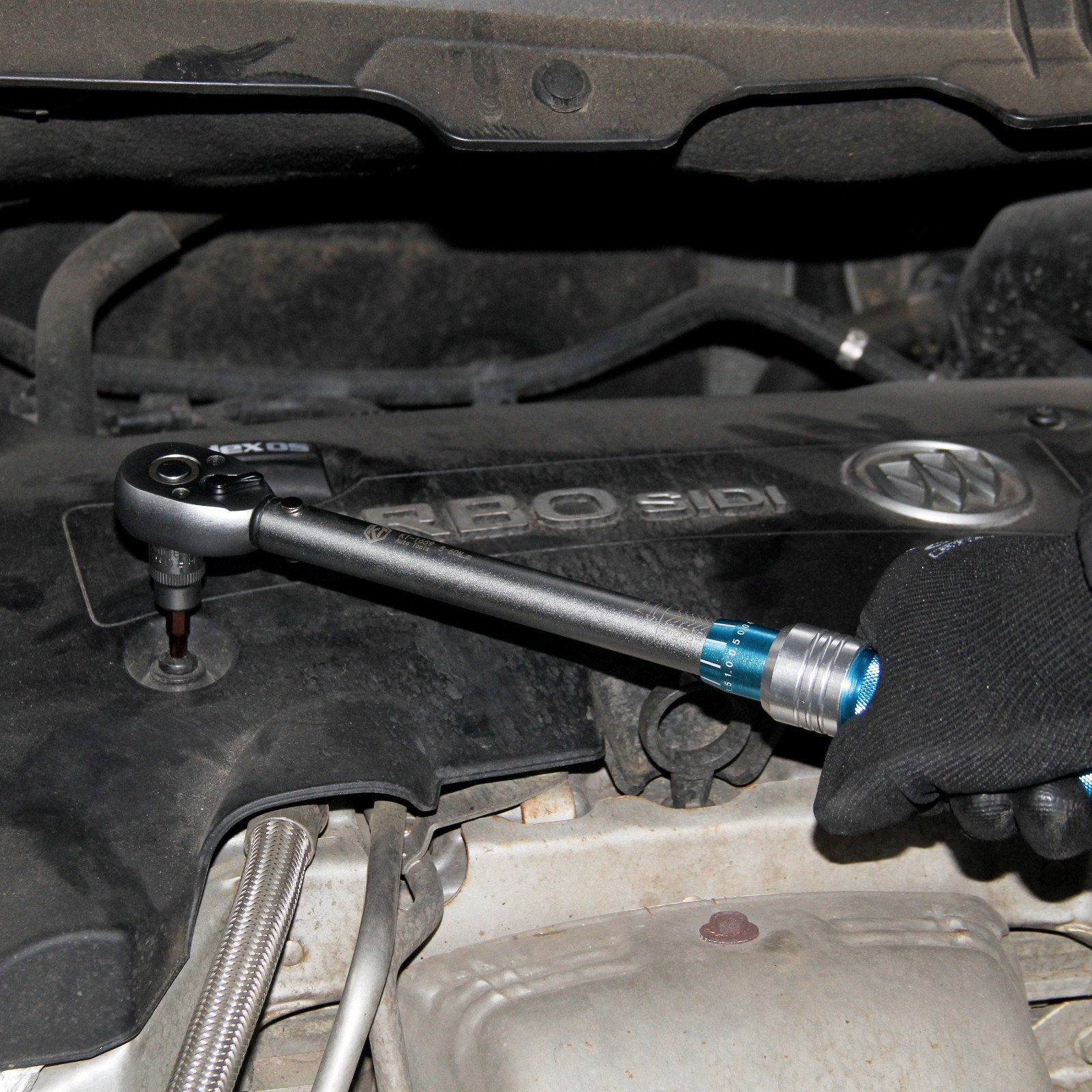 3/8 Inch Drive Click Torque Wrench Set with 14mm 16mm Spark Plug Socket Tool