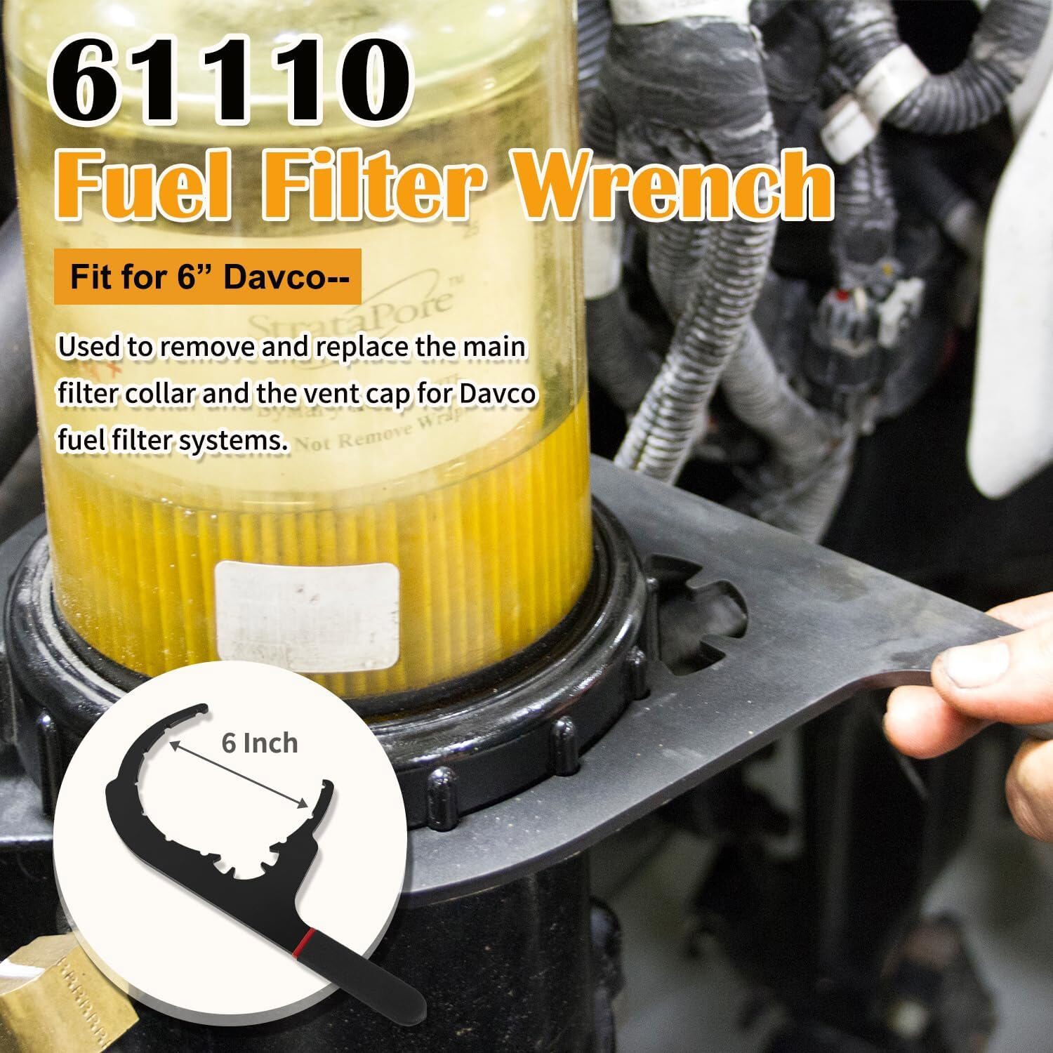 Diesel Fuel Filter 6″ Oil Filter Removal Wrench 61110 for Davco Filter Separator