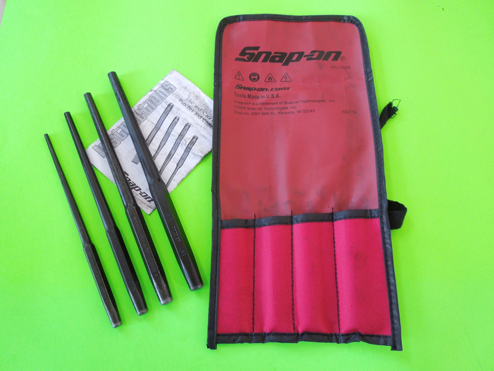Brand New Snap-on 4 piece Drift Punch Set PPLT40AK