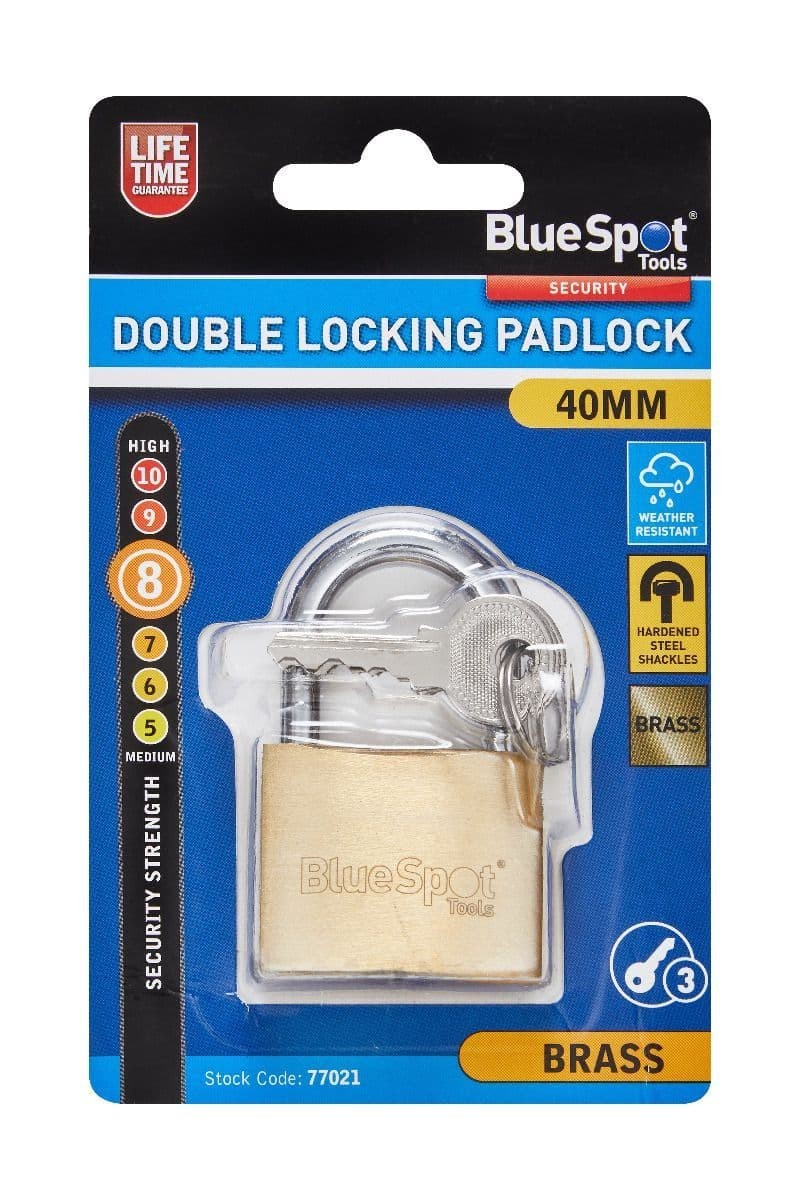 Blue Spot 77021 40mm Double Locking Brass Padlock