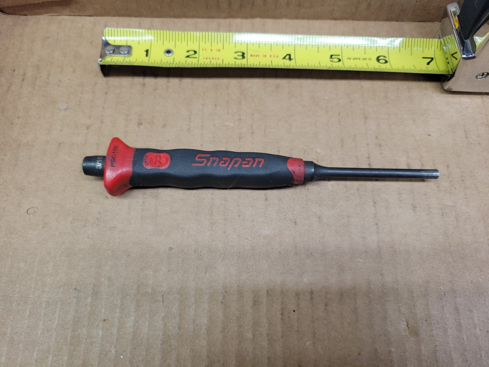 Snap On 3/16″ Pin Punch With Red / Black Comfort Handle Grip No PPSG106