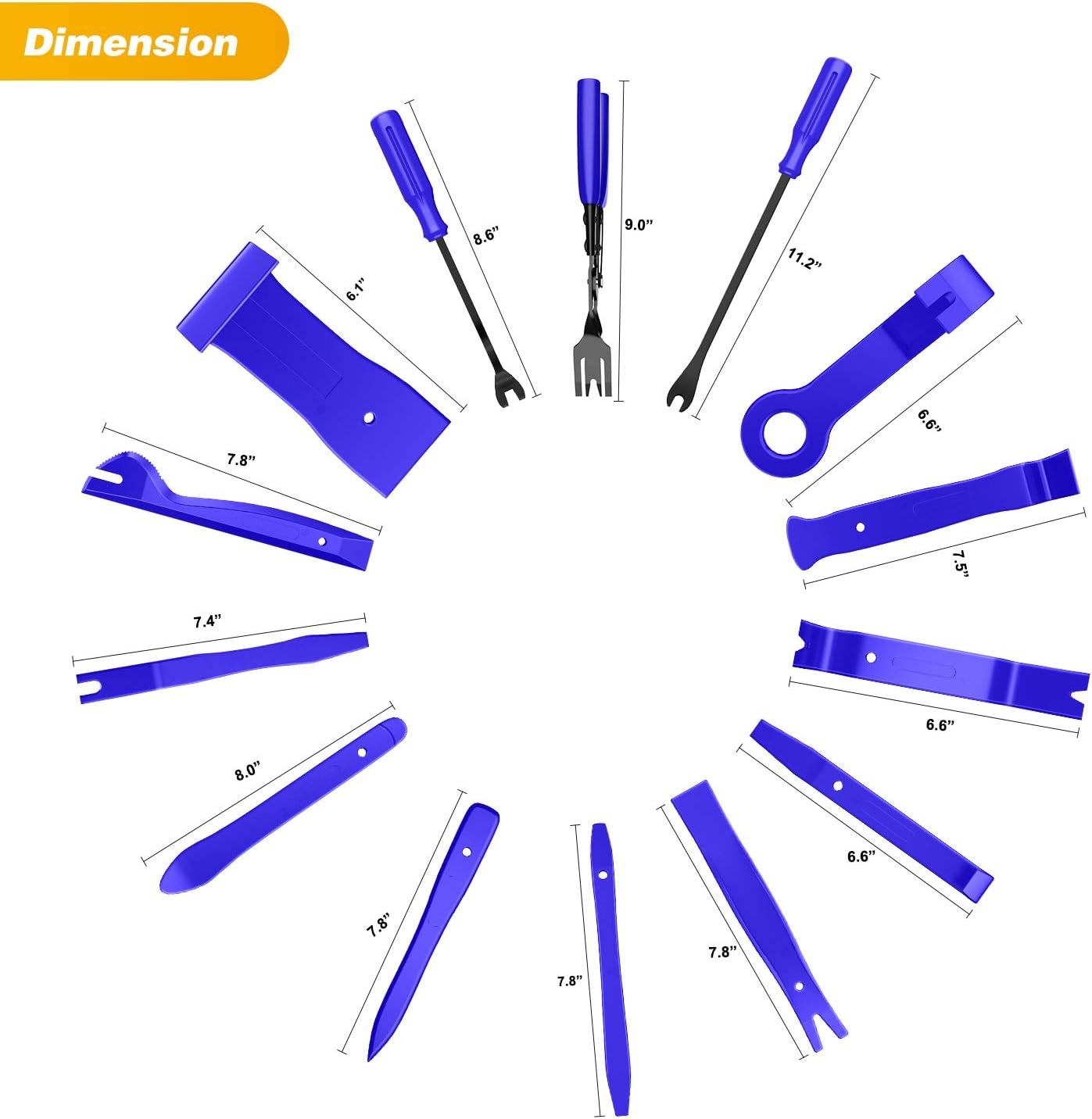 GRC-49 19Pcs Trim Removal Tool Set & Clip Plier Upholstery Remover Nylon Car