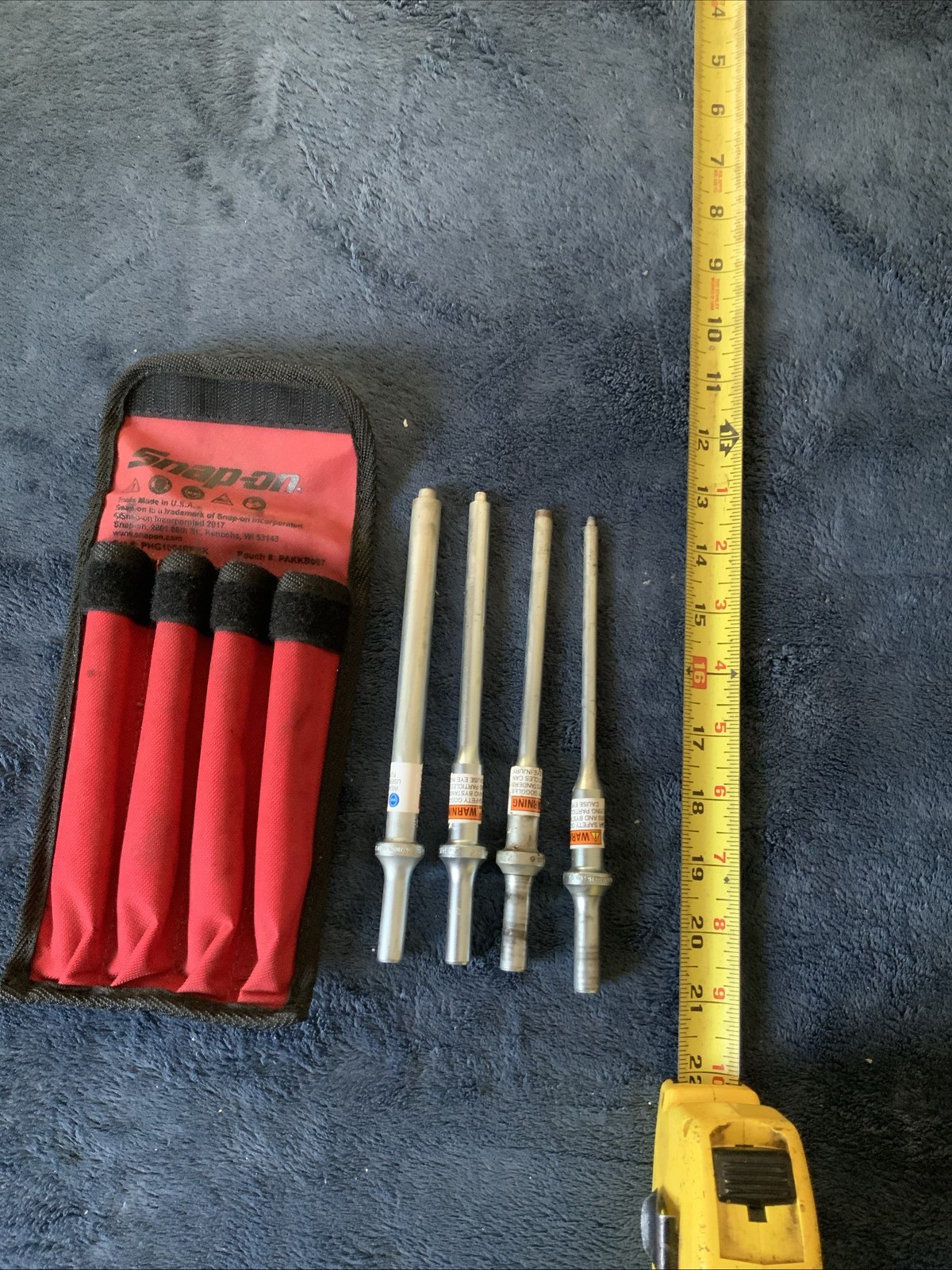 Snap On 4pc Roll Pin Punch Set For Air Hammer….1 Looks Worn Down….see Descrip