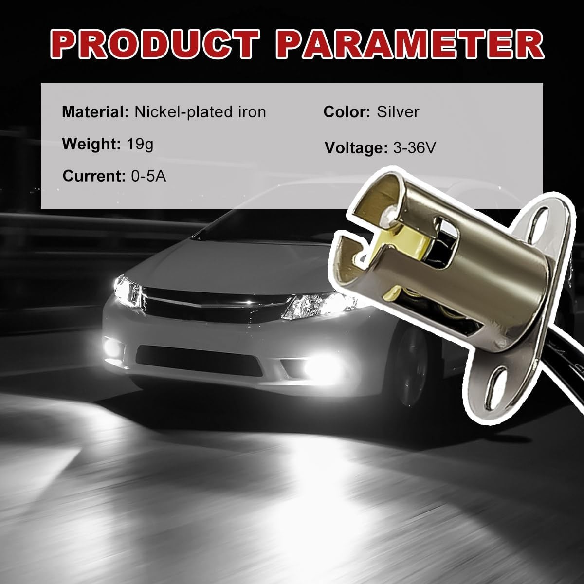 2 PCS Car Bulb Socket, BAY15D 1157 LED Light Snap-in Socket BAY15D(1157)
