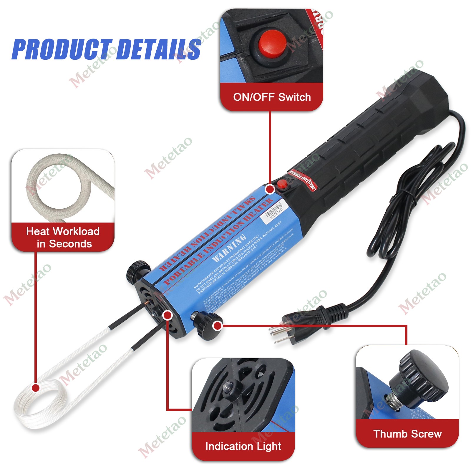 1300W Induction Heater Magnetic Induction Heater Kit 10 Coils Thermal Protection
