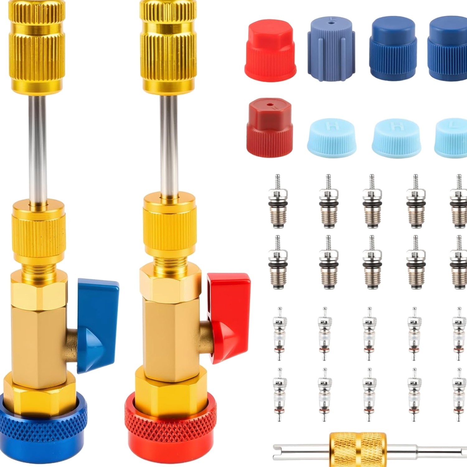 R134A Valve Core Quick Remover Installer Tool Set – 31PCS AC High Low Pressur…