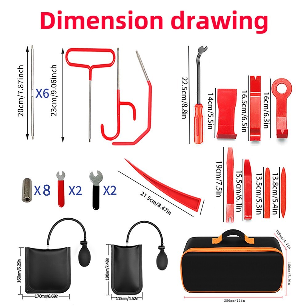 33 Pcs/Set Emergency Auto Tool Window-Car Door Universal Kits Auto Tool US