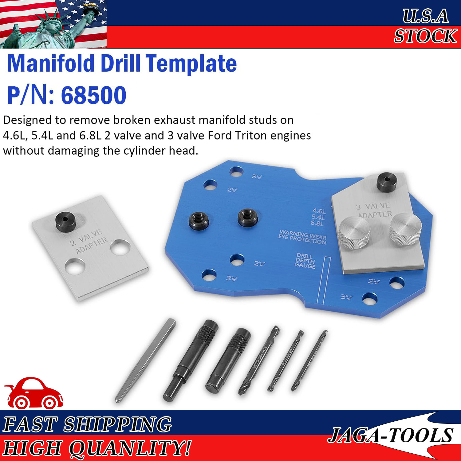 68500 Manifold Drill Template for Ford 2V 3V 4.6L 5.4L 6.8L