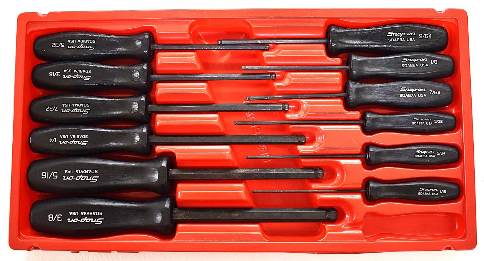 Snap-On 12pc SAE Standard Ball End Hex Driver Allen Wrench Set SDAB FREE SHIPPIN