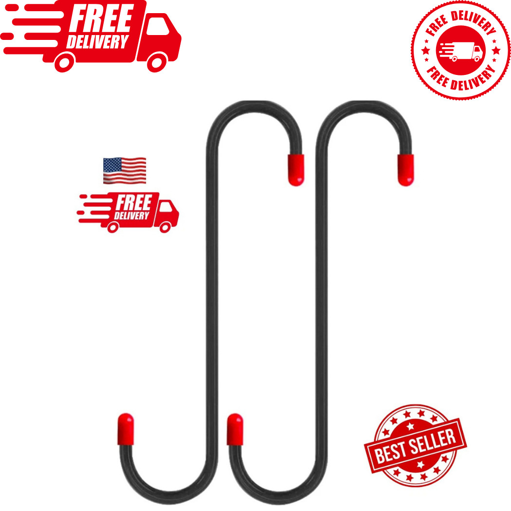 2 PCS Brake Caliper Hanger Hooks with Red Rubber Tips, Auto Black