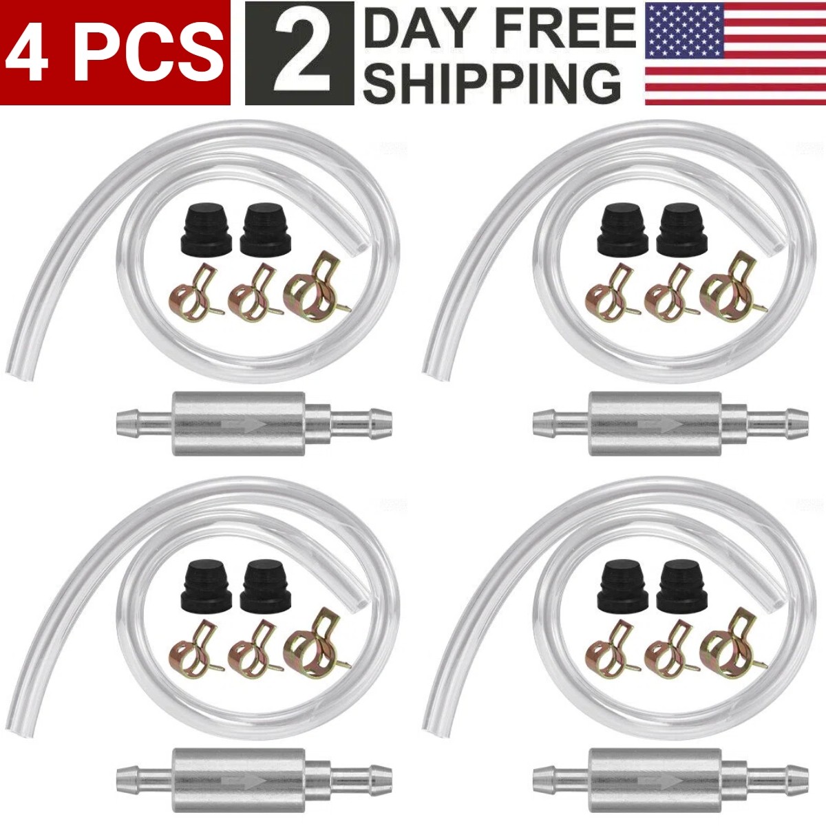 4PCS Brake Bleeder Hose with One-Way Check Valve Bleeding Tool Kit for Car