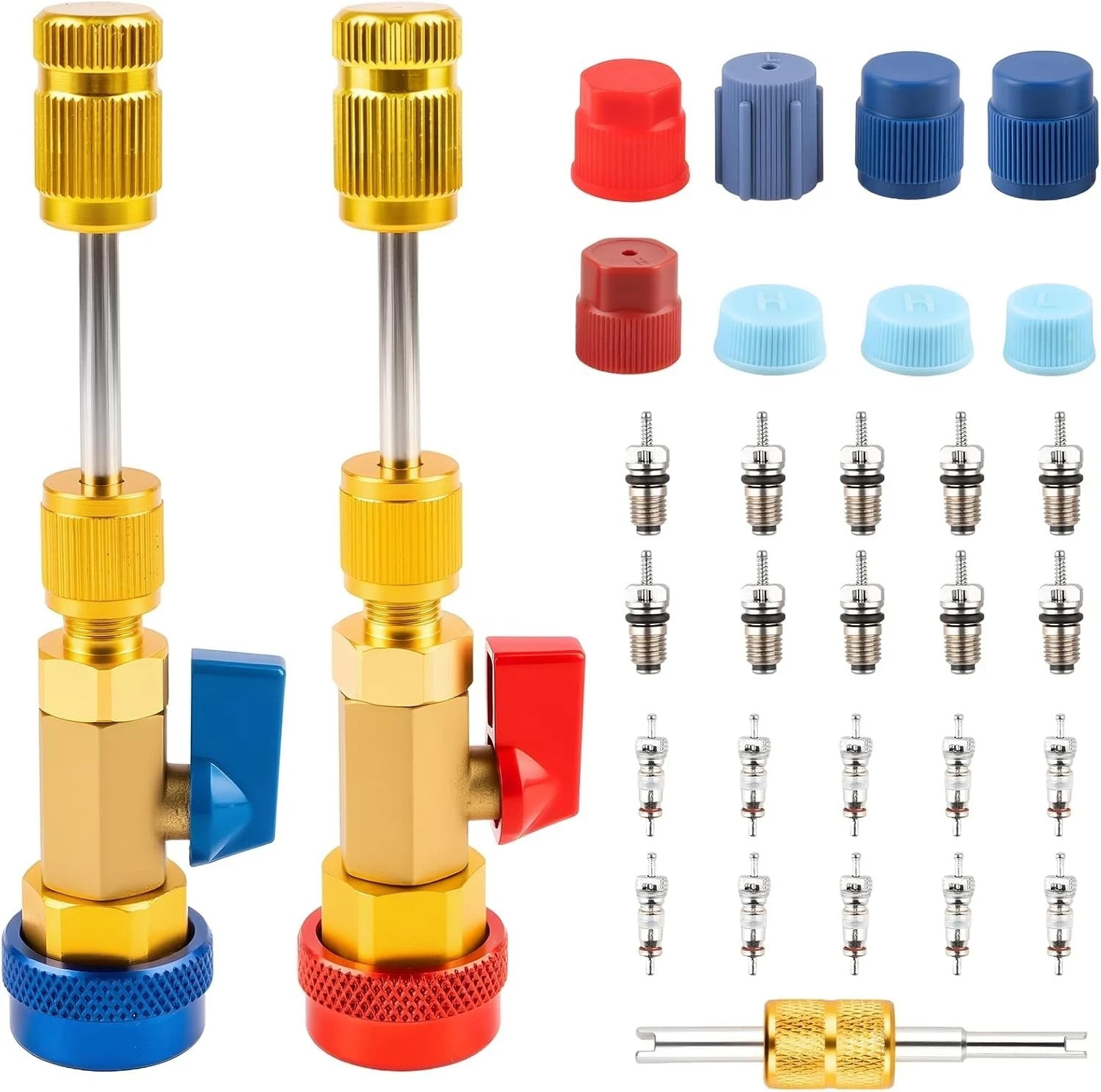 31Pcs R134A A/C Car Air Conditioning Valve Core Remover Tool High Low Pressure..