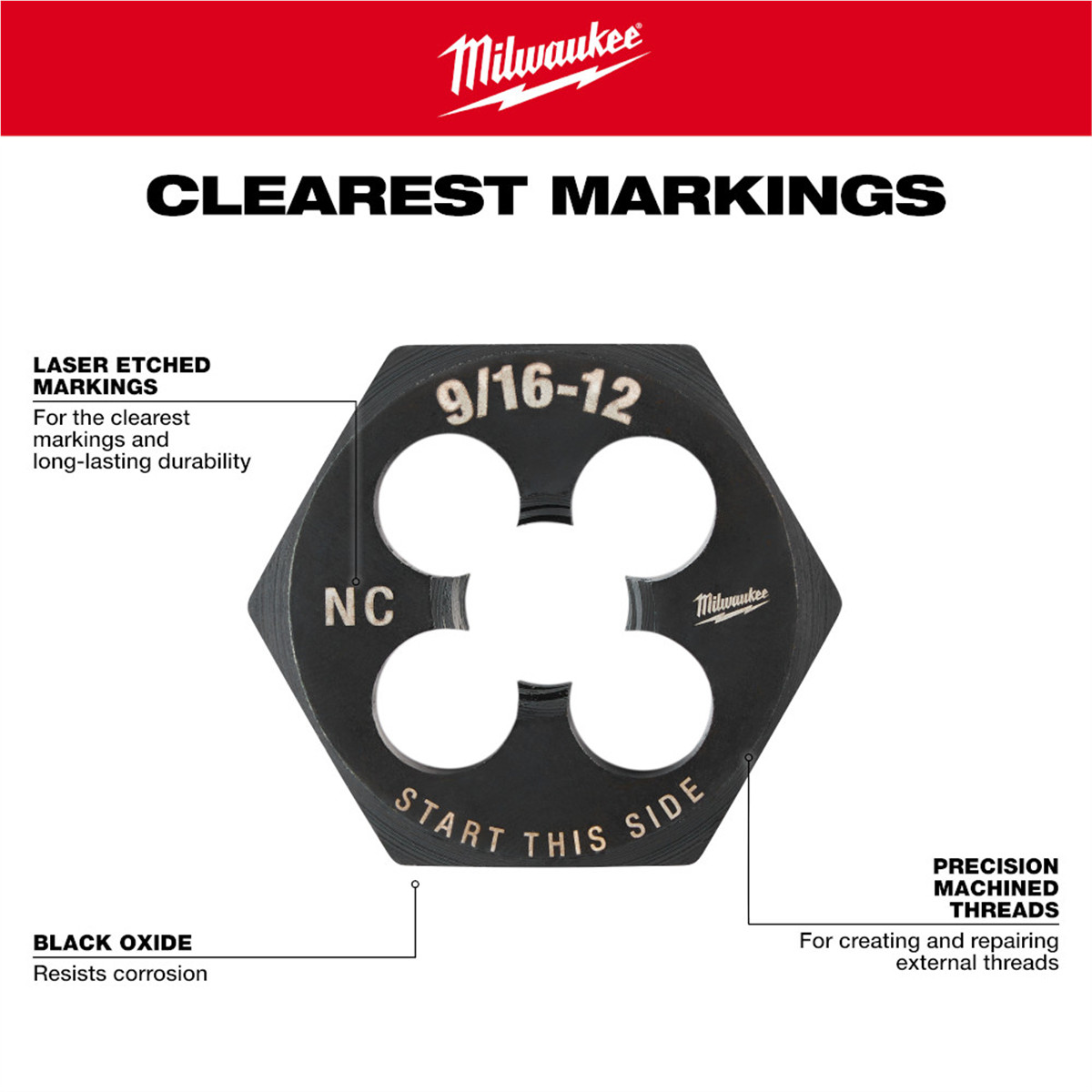 Milwaukee Tool 5/8″-18 NF 1-7/16″ Hex Threading Die