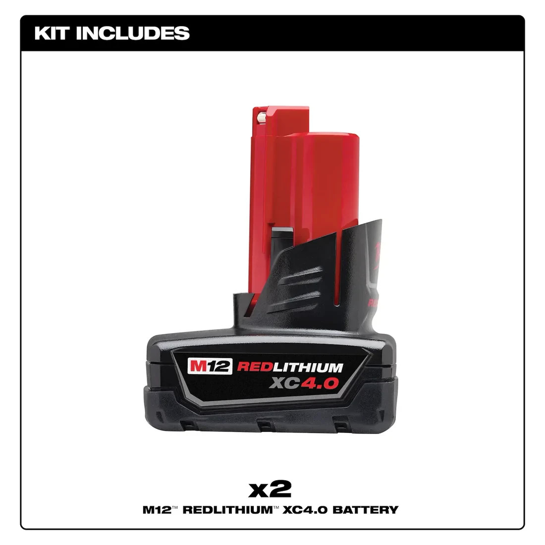 Milwaukee 48-11-2442 M12 REDLITHIUM XC4.0 2PK Batteries + FREE Tool