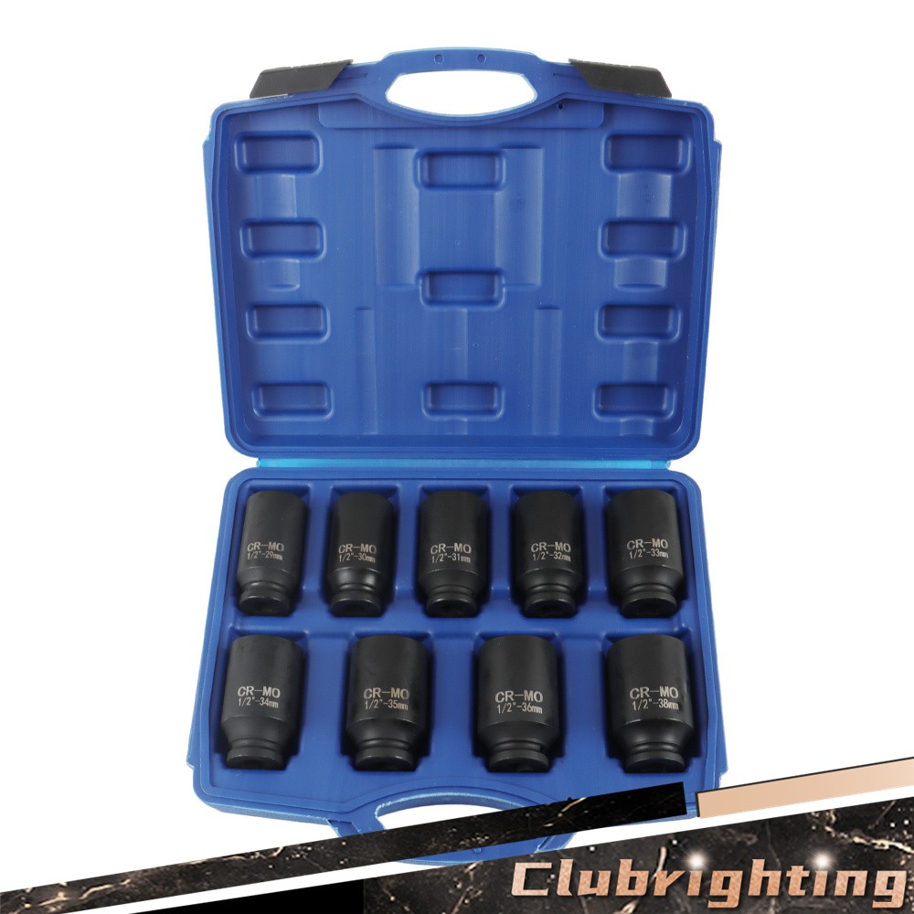 1/2″ Drive Deep Impact Socket Set – Metric Axle Hub Nut Sockets 29-38mm 9Pcs