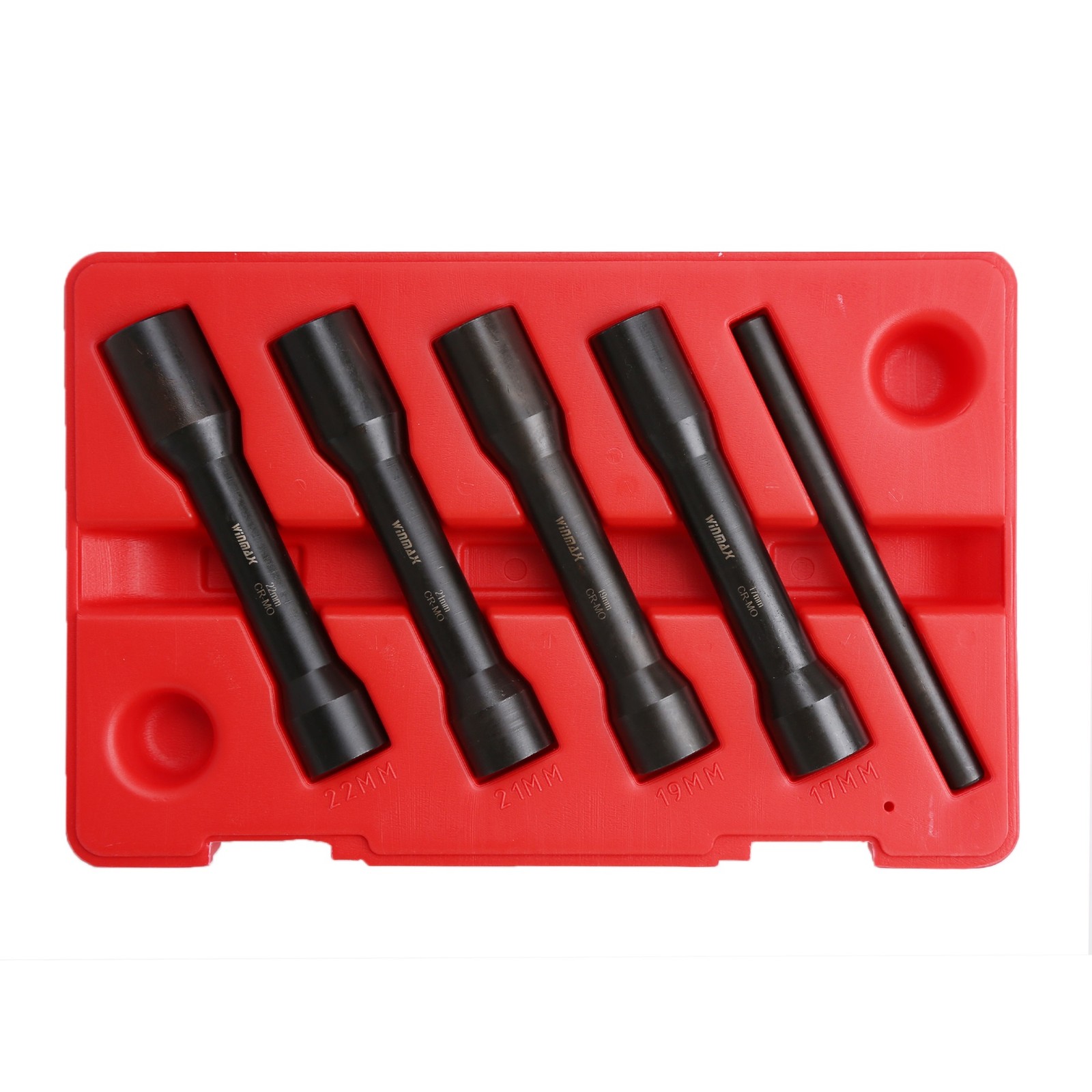 5PCS 1/2″ Dr Long Reach Twist Socket Set, Damaged/Rounded Lug Nut Remove 17-22mm