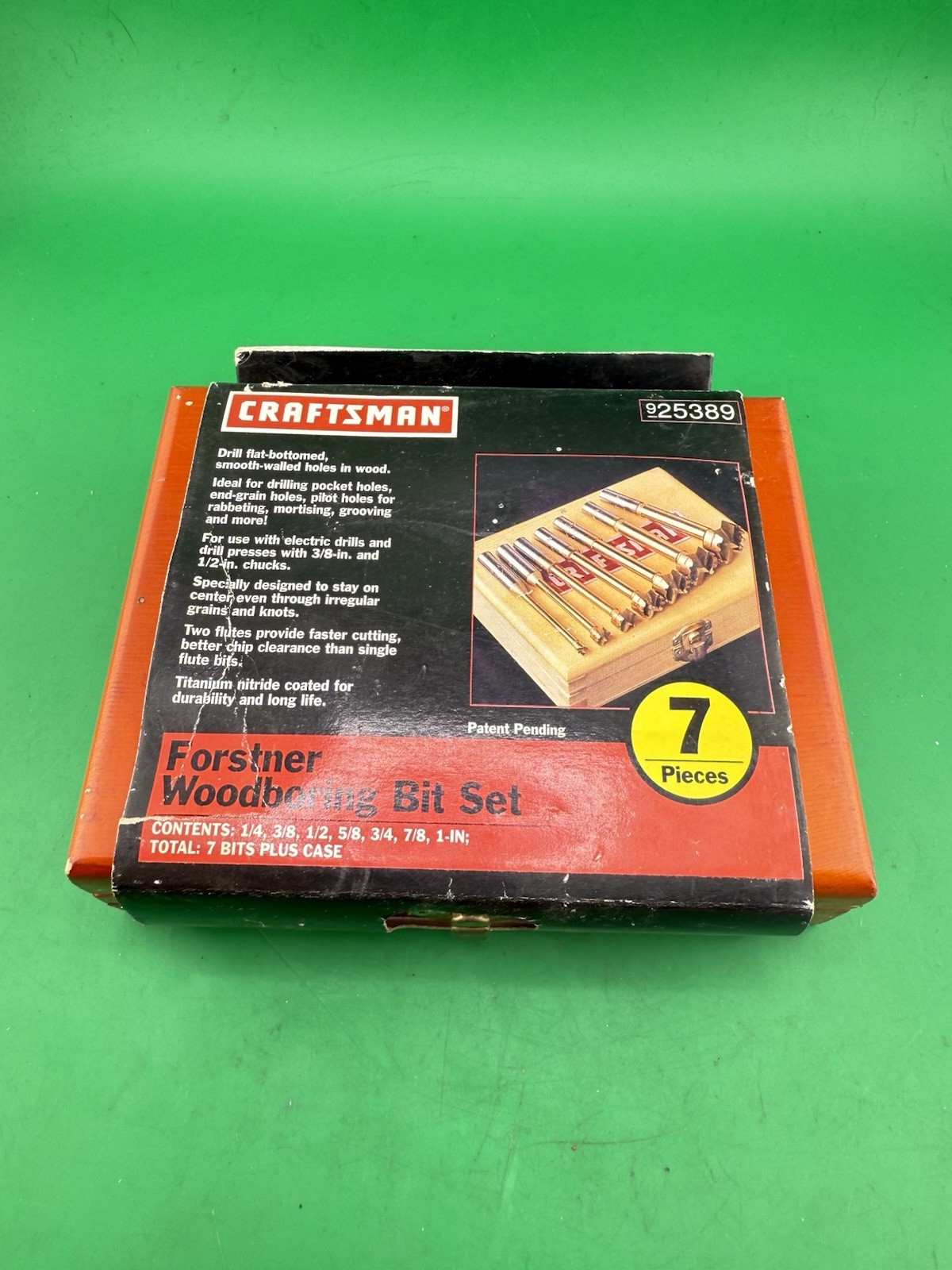 NOS CRAFTSMAN 7 Piece Forstner Woodboring Bit Set Wood Box 25389 925389 1/4”- 1”