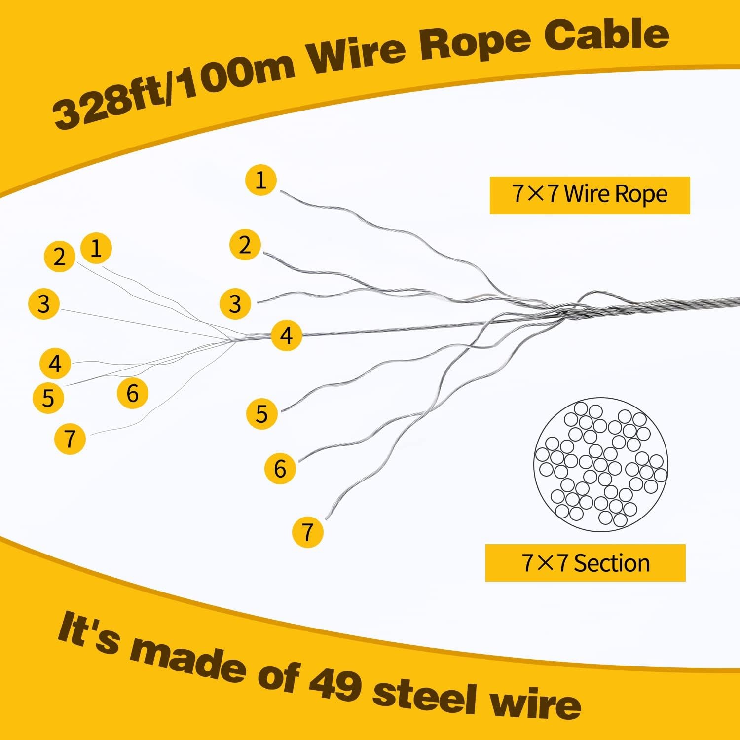 328ft Wire Rope Crimping Tool Kit, Stainless Steel Cable Grey,black