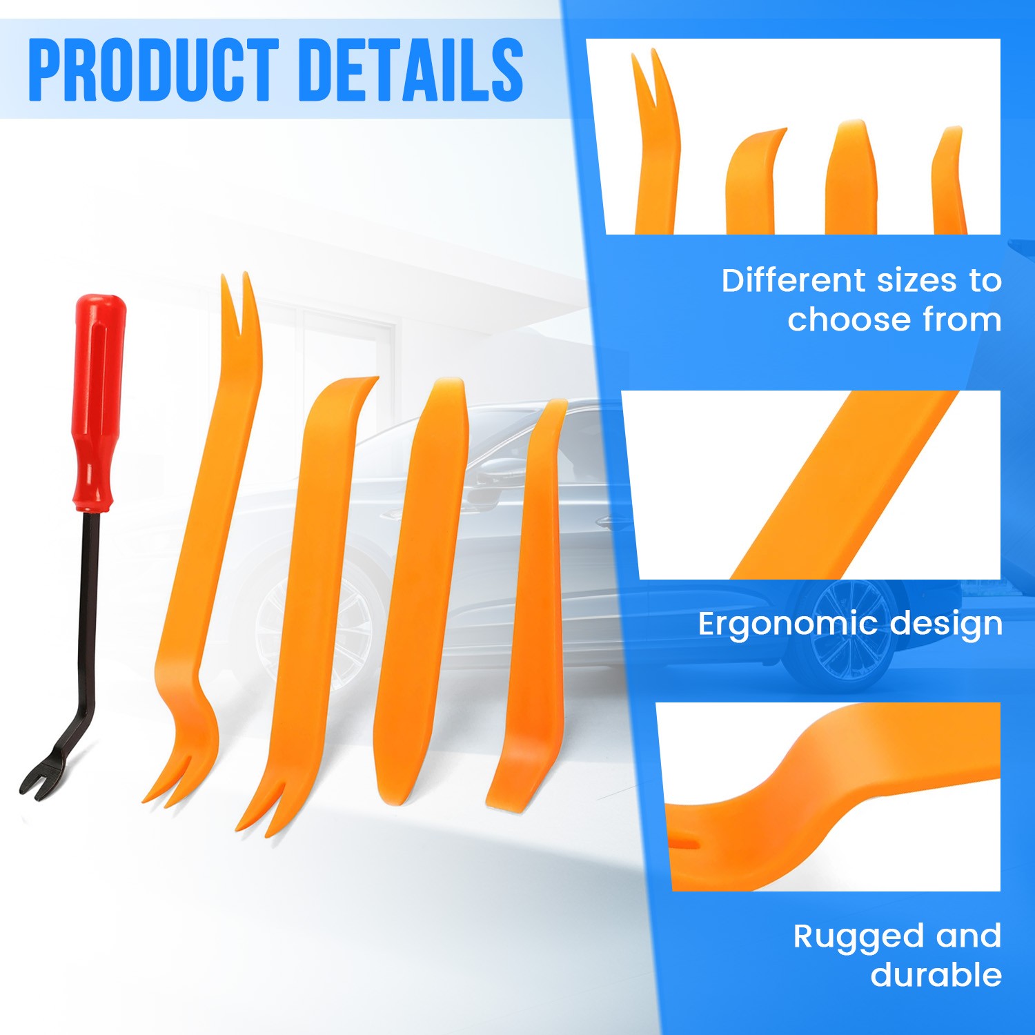 5 Auto Trim Removal Tool Kit Car Panel Door Window Fastener Remover Pry Tool Set