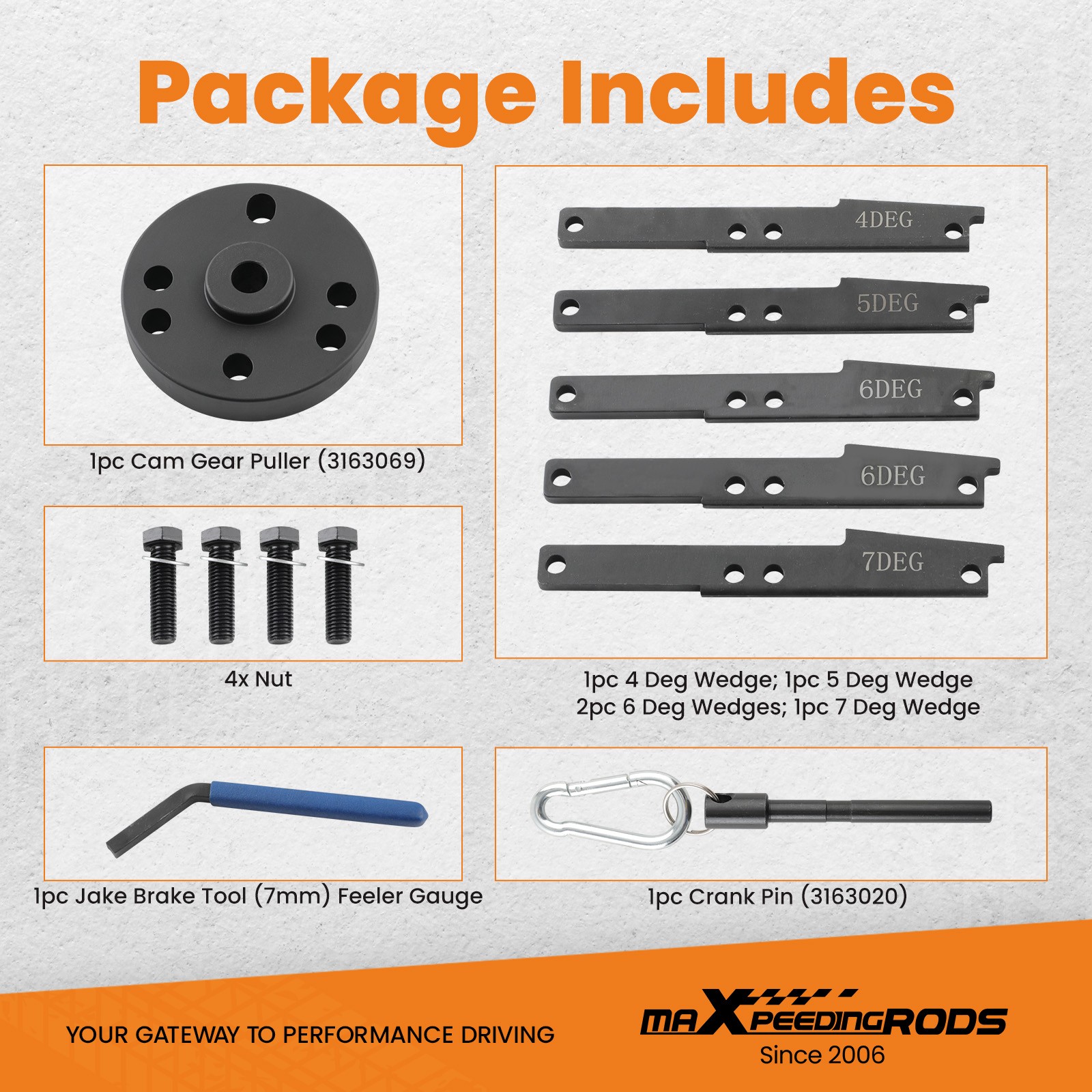 Cam Timing Tool Kit for Cummins ISX QSX X15 Engine 3163020 3163021 16PCS