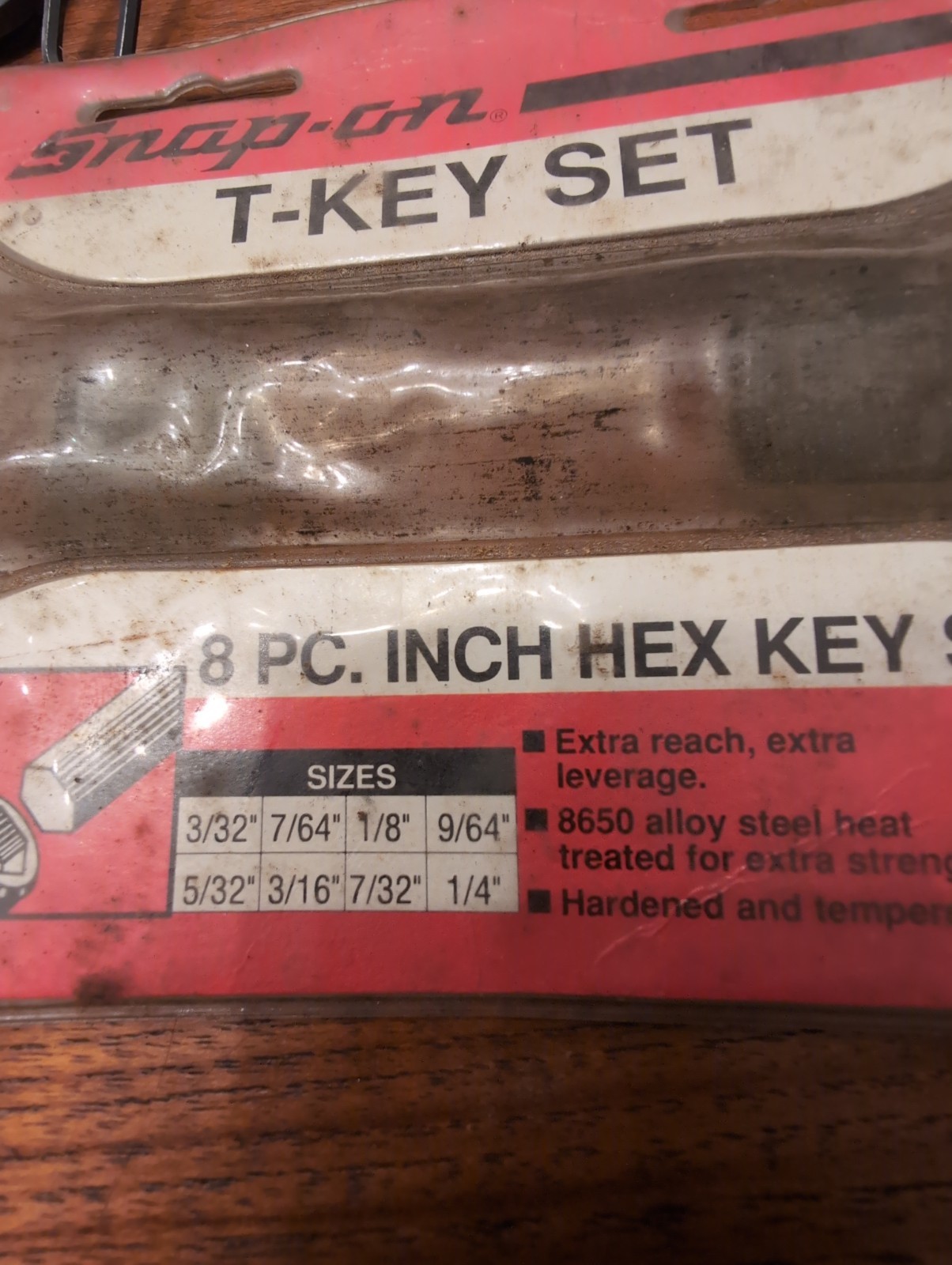 Snap On GAW-1600A 8 Piece Set SAE T-Handle Hex Keys 6″ Arms USA