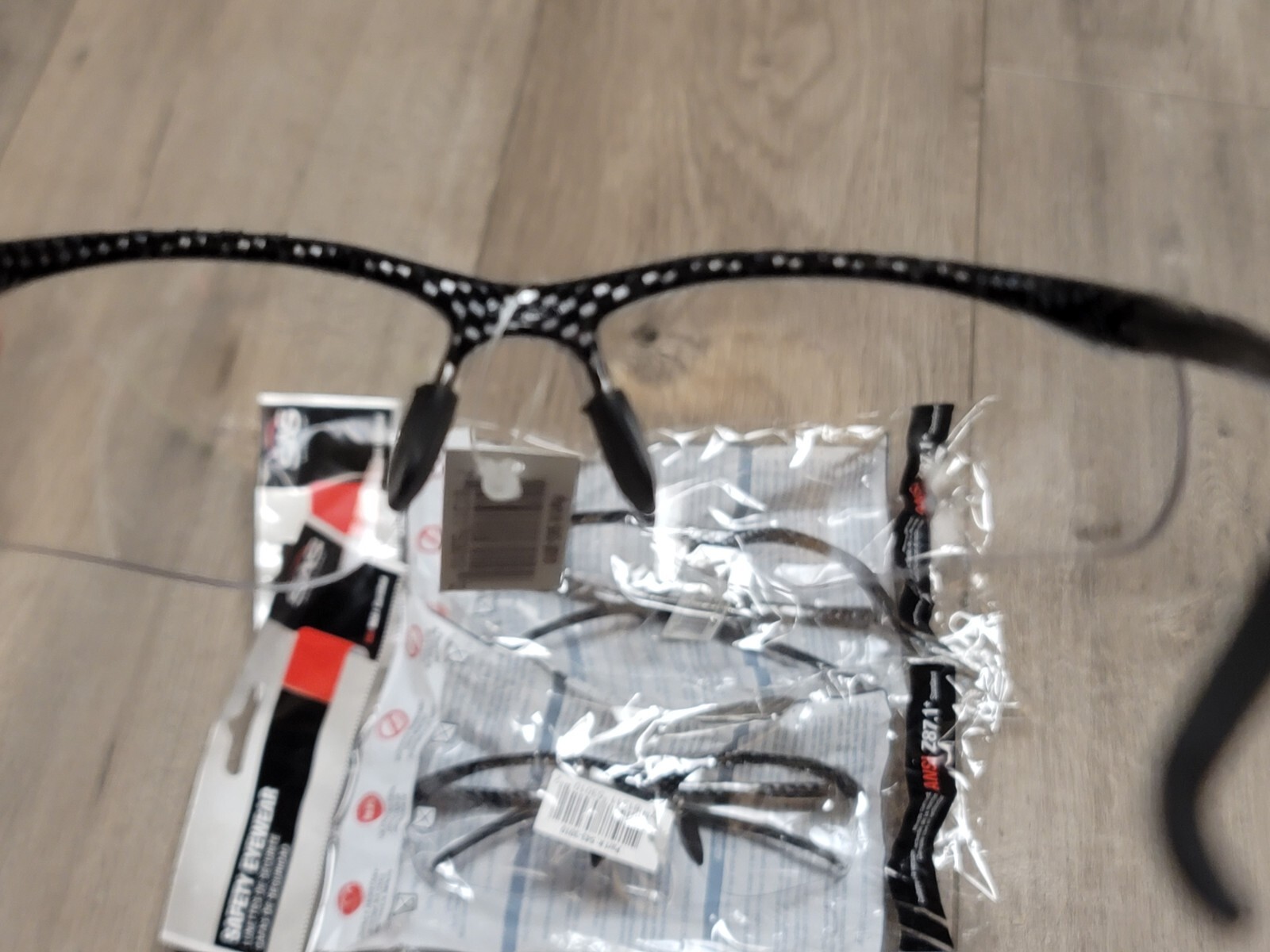 SAS 3pc Carbon Fiber Looking Frame Clear Lens Safety Glasses #543-3010