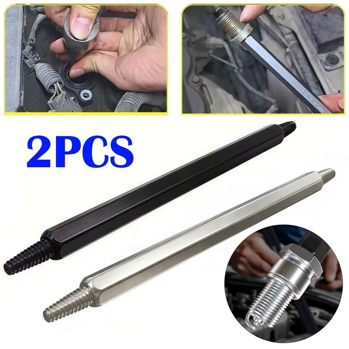 2pcs Fracture Damaged Spark Plug Broken Extractor Removal Tool Left-Hand Thread