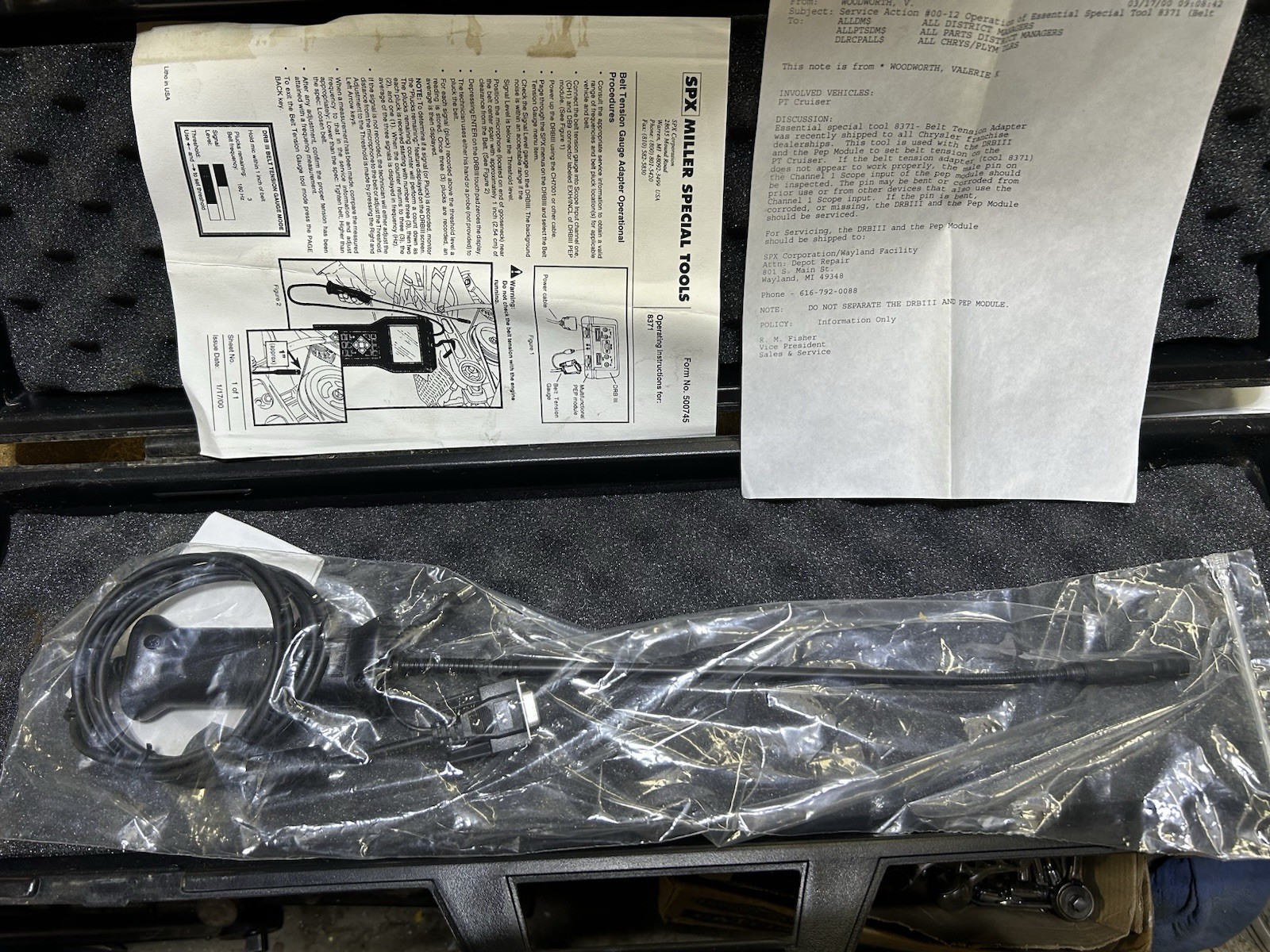 Miller Special Tools 8371 Belt Tension Gauge Adapter With Case USA