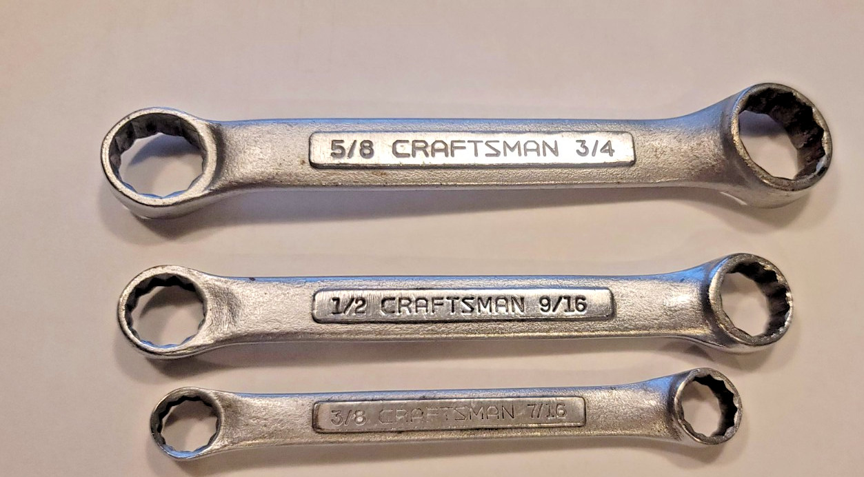 Craftsman 3-Piece Stubby Double Box End Wrench Set -V- Series USA 3/8-3/4