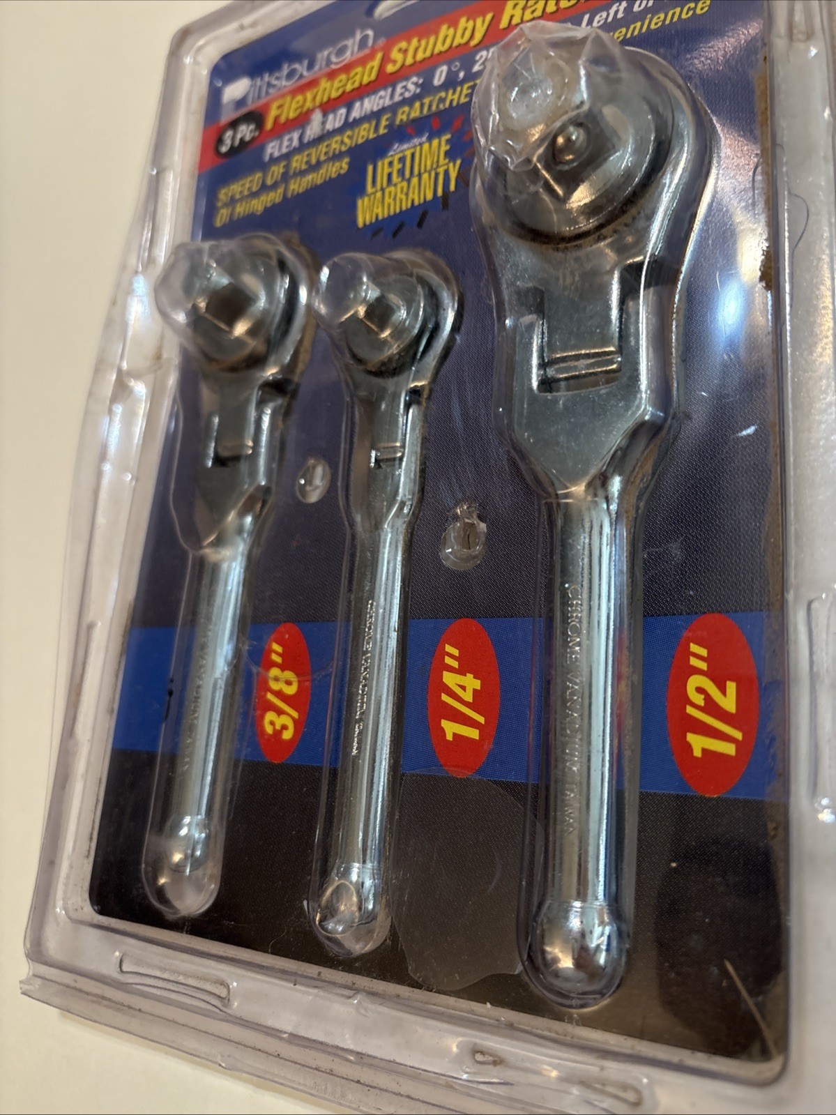 Flex Head Stubby & Thumbwheel Ratchet Set 1/4 3/8 1/2 Wrench Wrenches Tight Spot