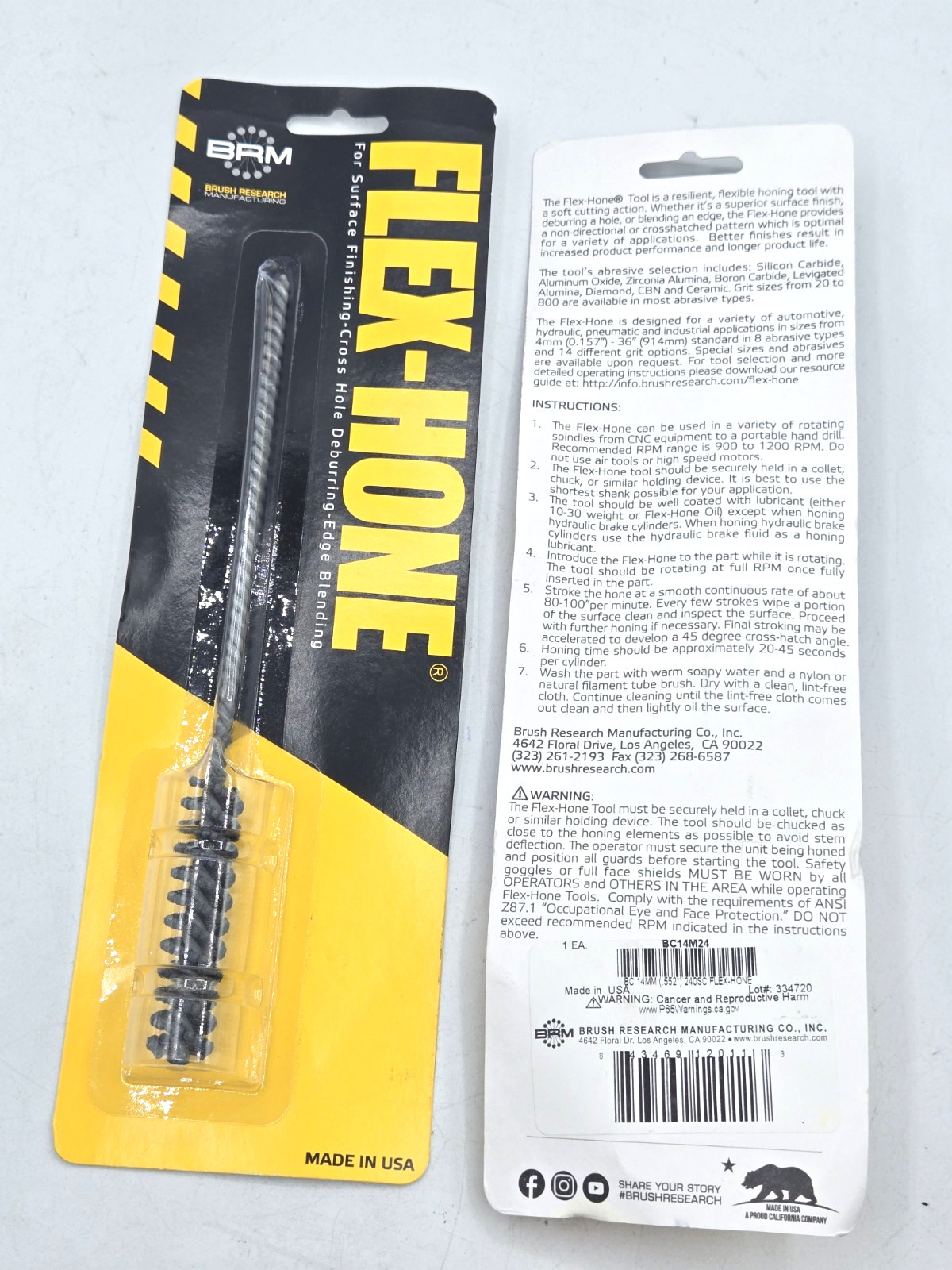 *2/Pk*BRM Flex-Hone BC14M24 14mm Cylinder Hone 240 Grit Aluminum Oxide Ball Hone