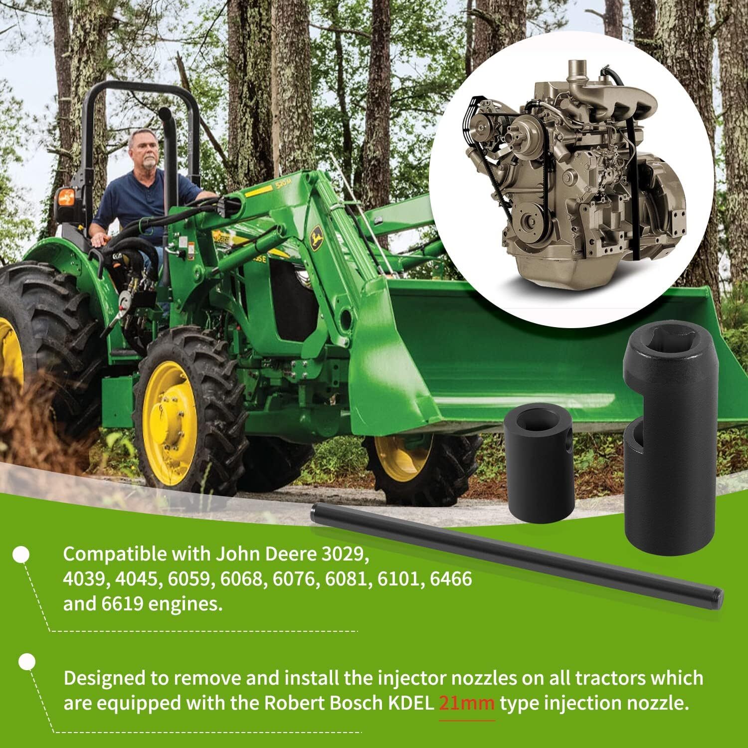 Injector Socket Tool for John Deere Servicegard Alt JDE92 7458 21mm
