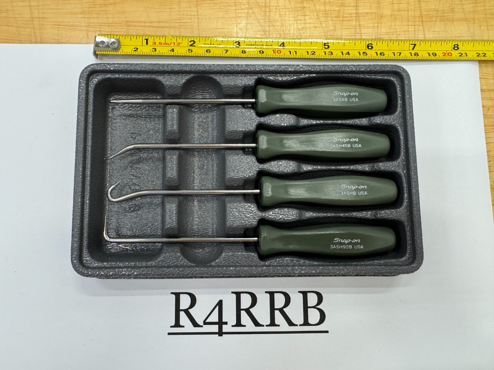 Snap-on Tools USA RARE NOS COMBAT GREEN Mini Hard Handle Hook Pick Set ASA204BCG